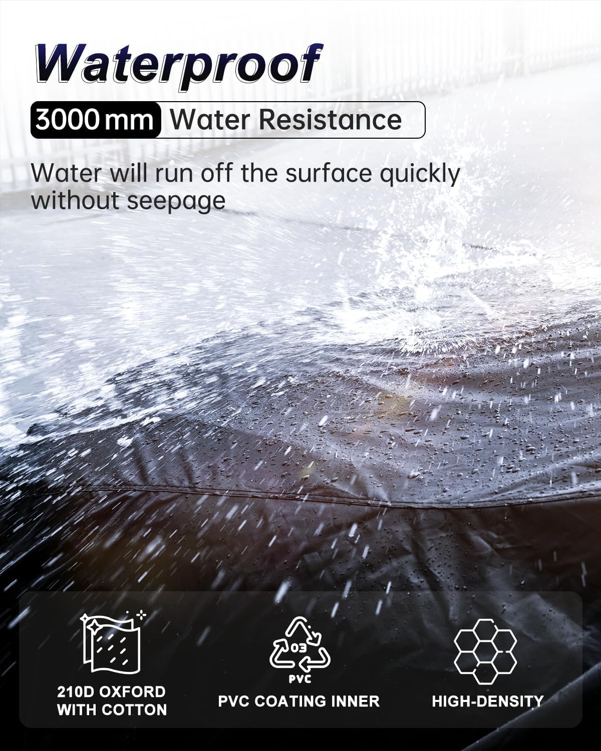 Thumbnail 2 de INSAUTO Waterproof All-Weather Car Cover (Custom Fit) for Chevy Camaro 2010–2025 — Oxford 420D, Black