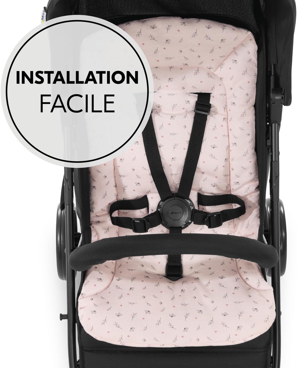 Thumbnail 2 de hauck Coussin Poussette Universelle - Coussin bébé 70 x 37 cm, coton respirant, fleurs rose