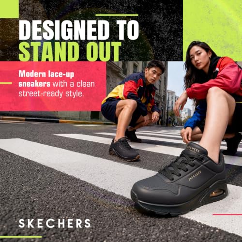 Detalle de Skechers Women's UNO Stand on Air Trainer – Black (8 UK Wide)