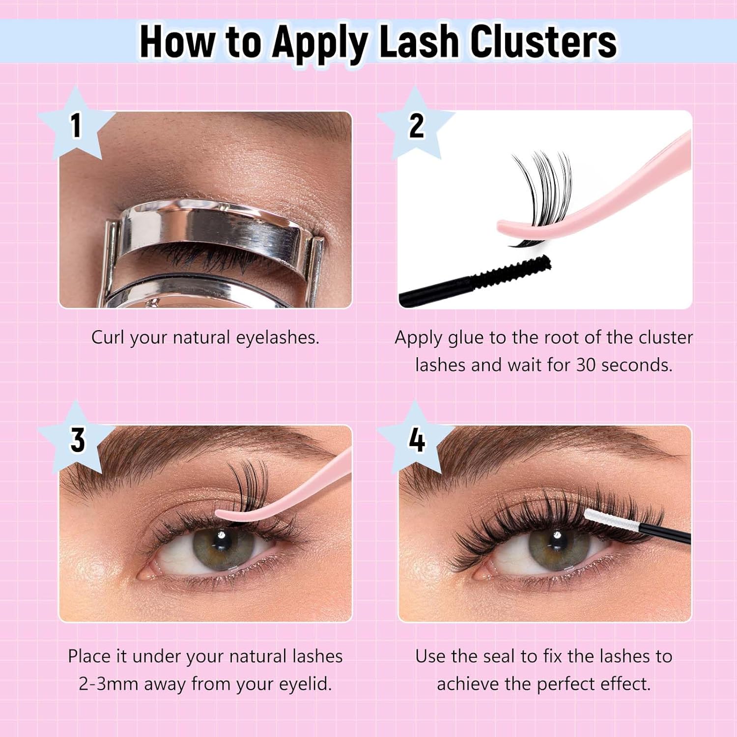 Thumbnail 3 de FADLASH 546-teiliger Wimpern-Cluster Set (20D/30D/40D/60D) in Wispy-Lash C-Welligkeit, 8–16 mm