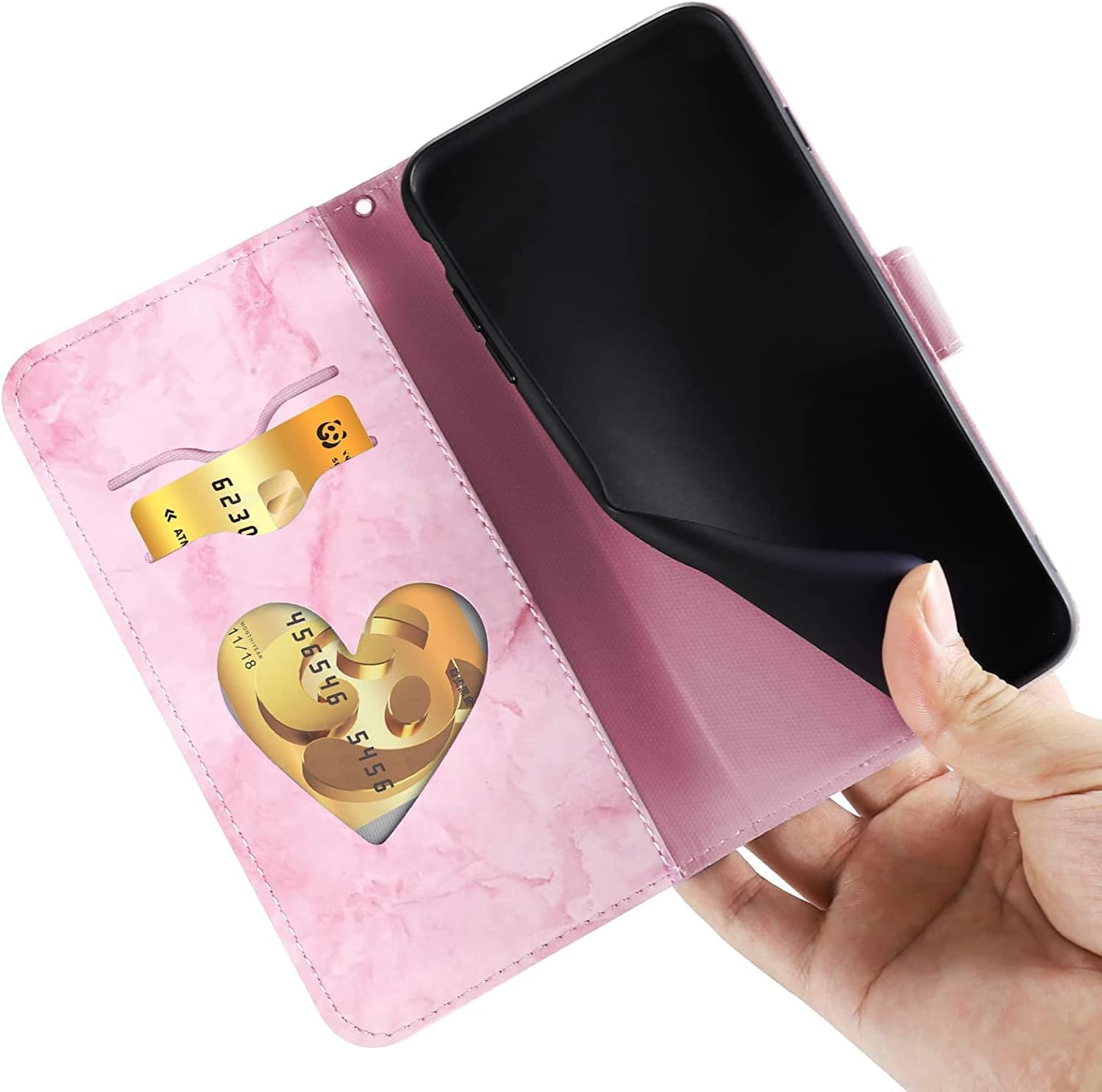 Thumbnail 6 de Norn iPhone 7 Plus/8 Plus Wallet Case in Pink with Embossed Love Heart Floral Pattern