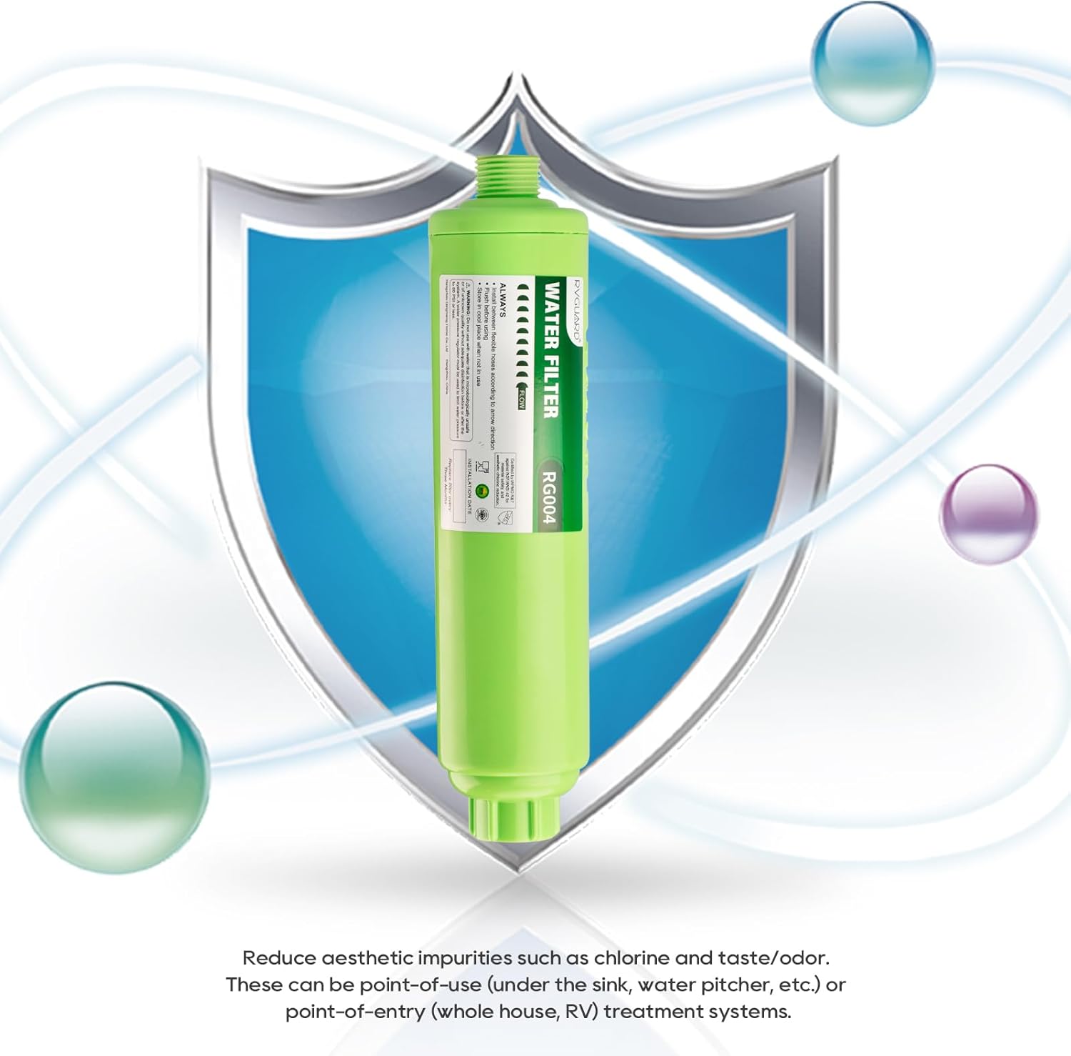 Detalle de RVGUARD Inline RV Water Filter: 4-Pack for Odor, Taste, Rust and Chlorine Reduction
