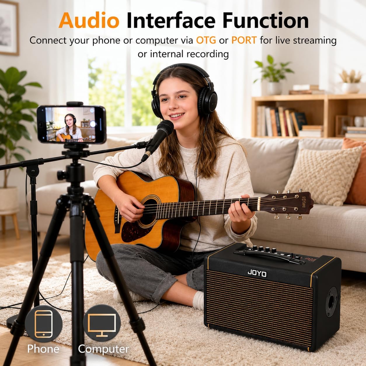 Detalle de JOYO AC-40S 40W Acoustic Guitar Amp with Stereo Speakers and Bluetooth