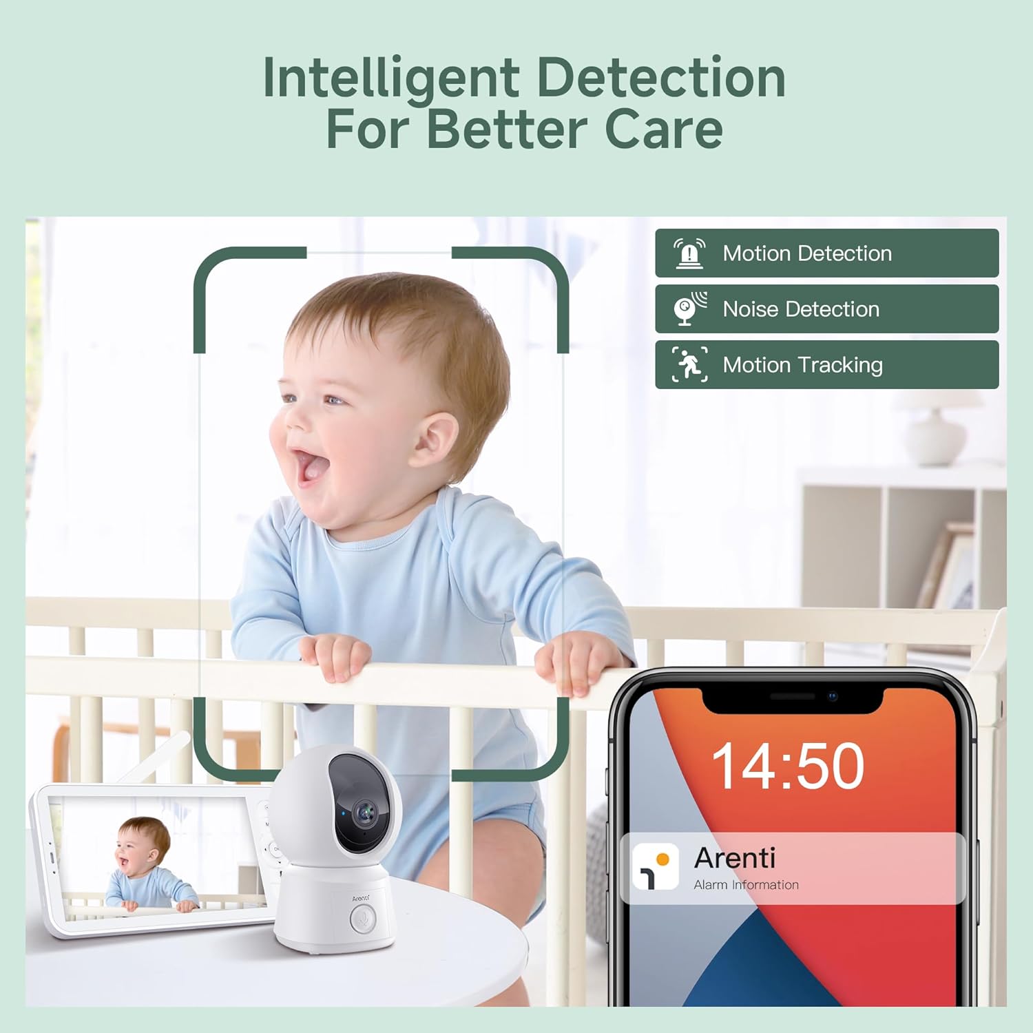 Detalle 2 de ARENTI 1080P Wi‑Fi Smart Baby Monitor 3350mAh 👶🏻