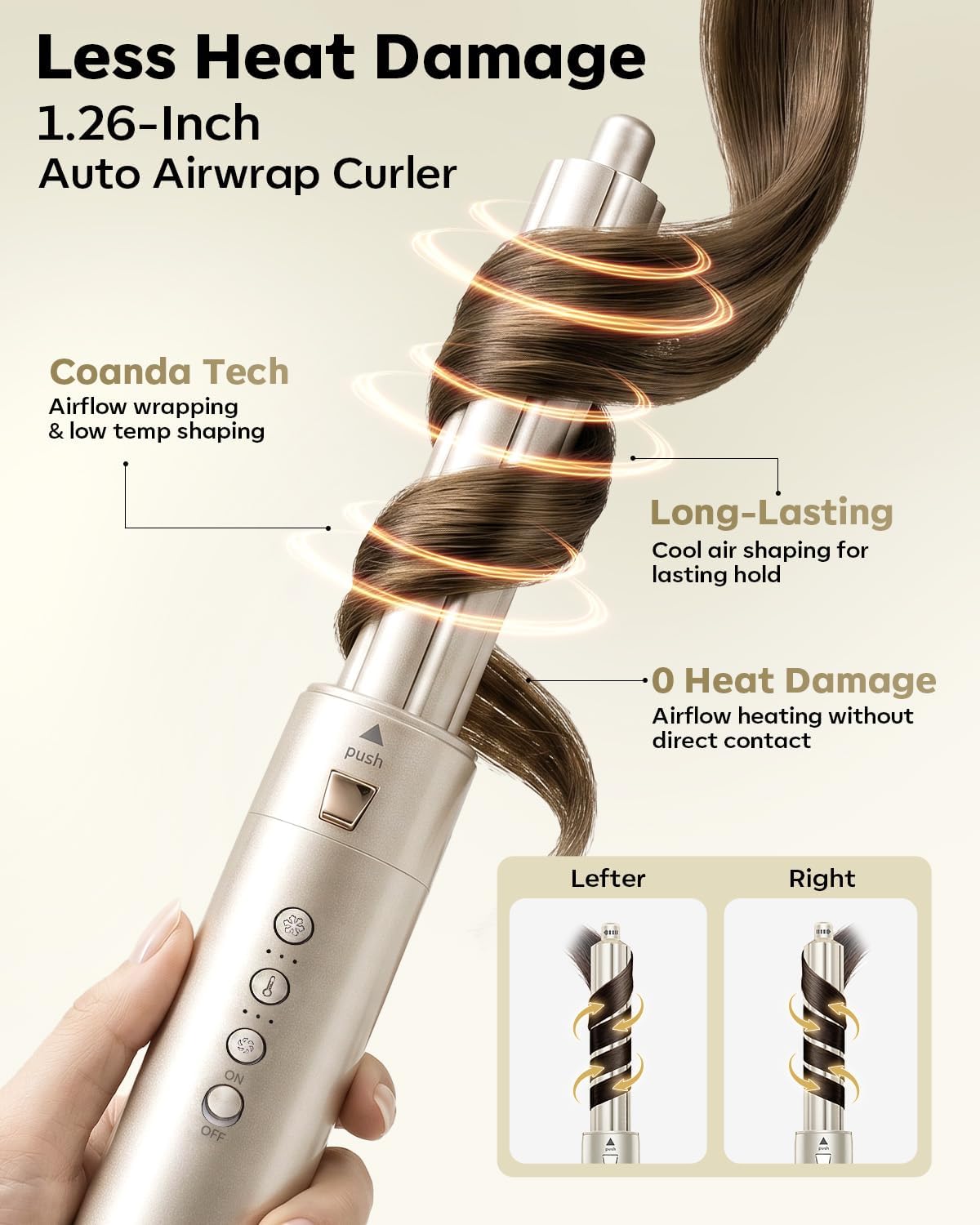 Detalle de Lavomist 8-in-1 Dual Voltage Hot Air Styler & Hair Dryer Brush (110,000 RPM) with Travel Bag