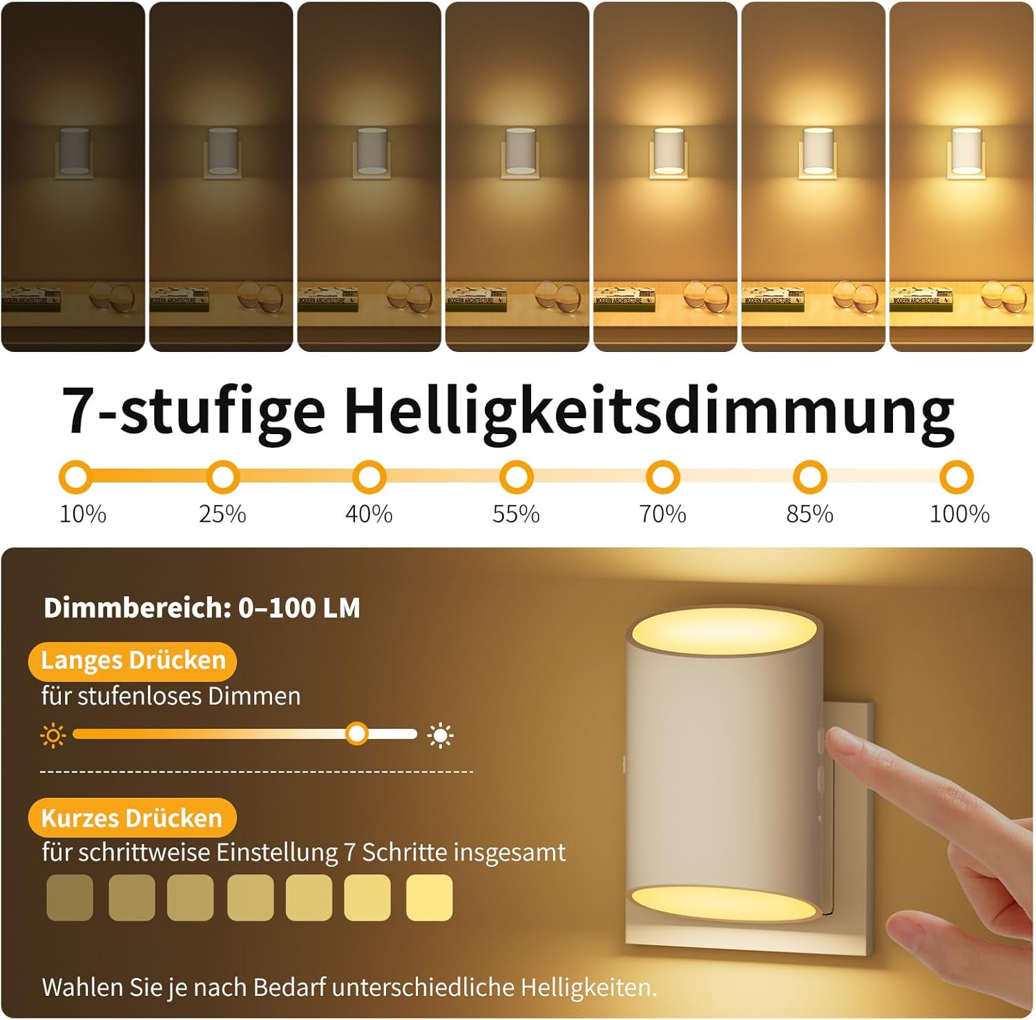 Detalle 2 de Nachtlicht Steckdose 2er Set 3000K Warmweiß