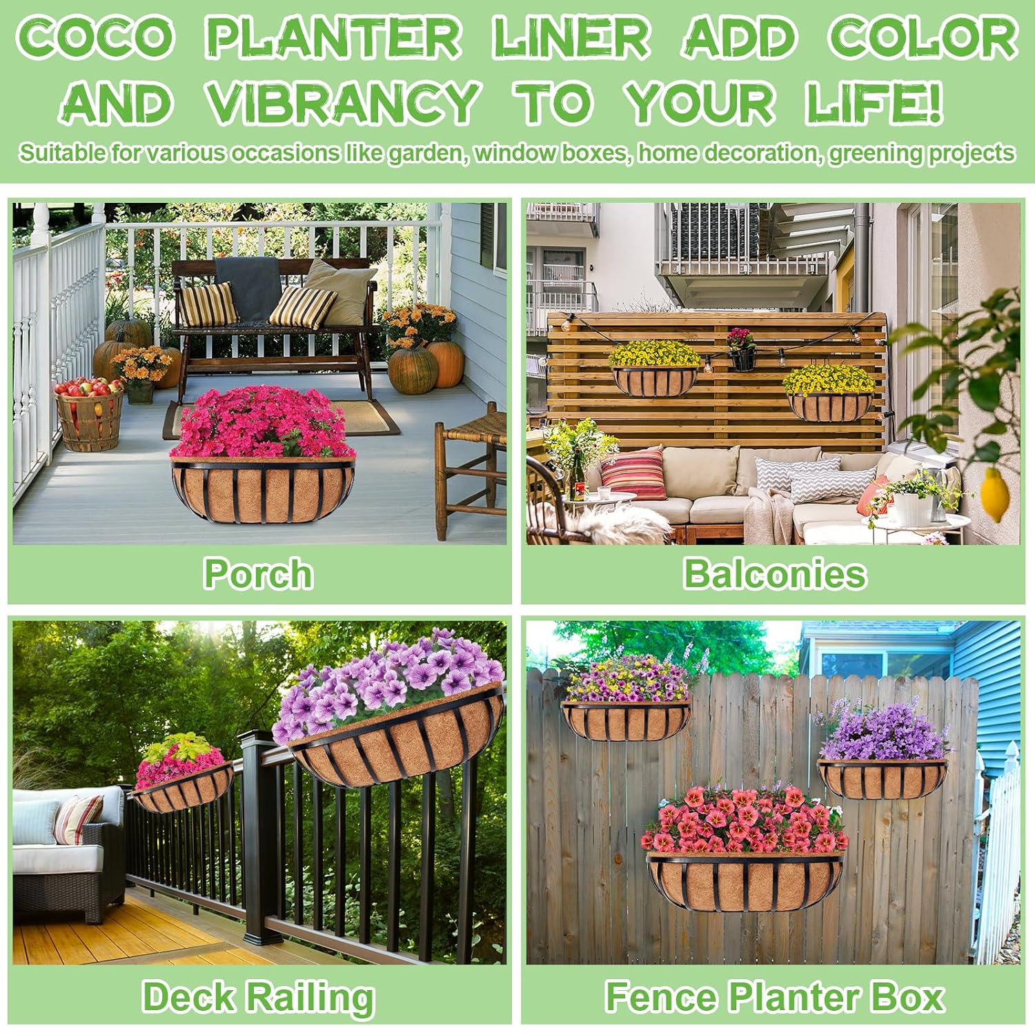 Thumbnail 6 de Riare 4Pcs Trough Coco Coir Liners 30Inch – Natural Coco Fibre Pot Liners (4-Pack)