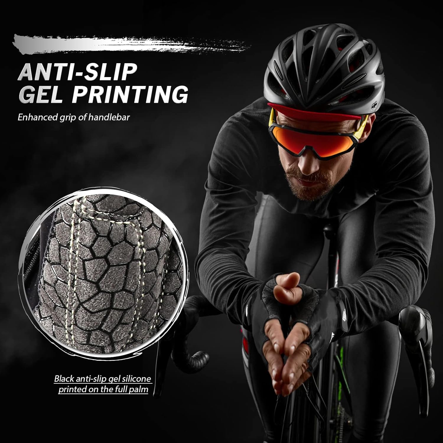 Thumbnail 4 de HTZPLOO Bike Gloves for Men and Women: Anti-Slip, Shock-Absorbing Padding, Lightweight Half-Finger Design