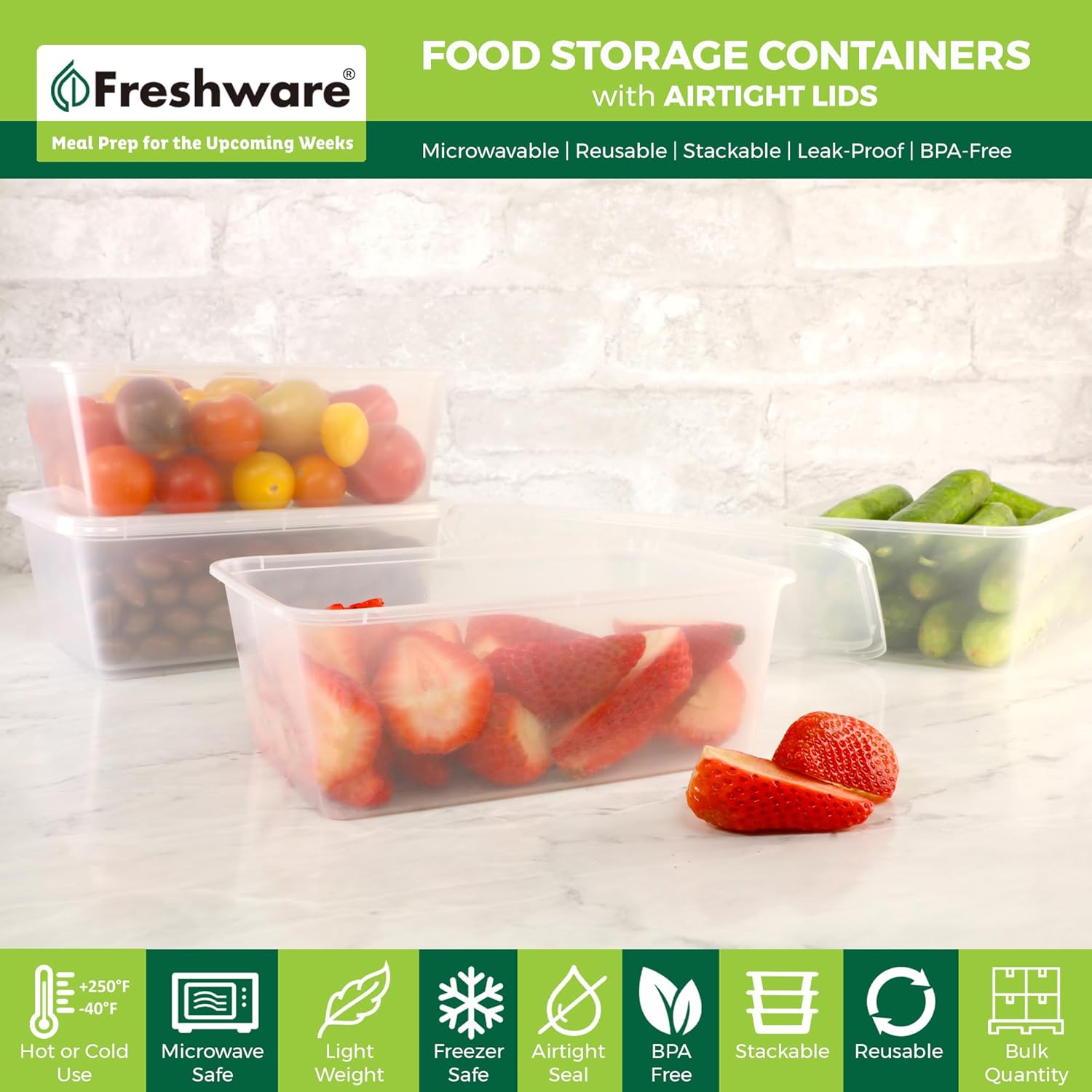 Thumbnail 1 de Freshware 50-Set 25 oz Deli Containers with Lids — BPA Free, Leakproof & Stackable