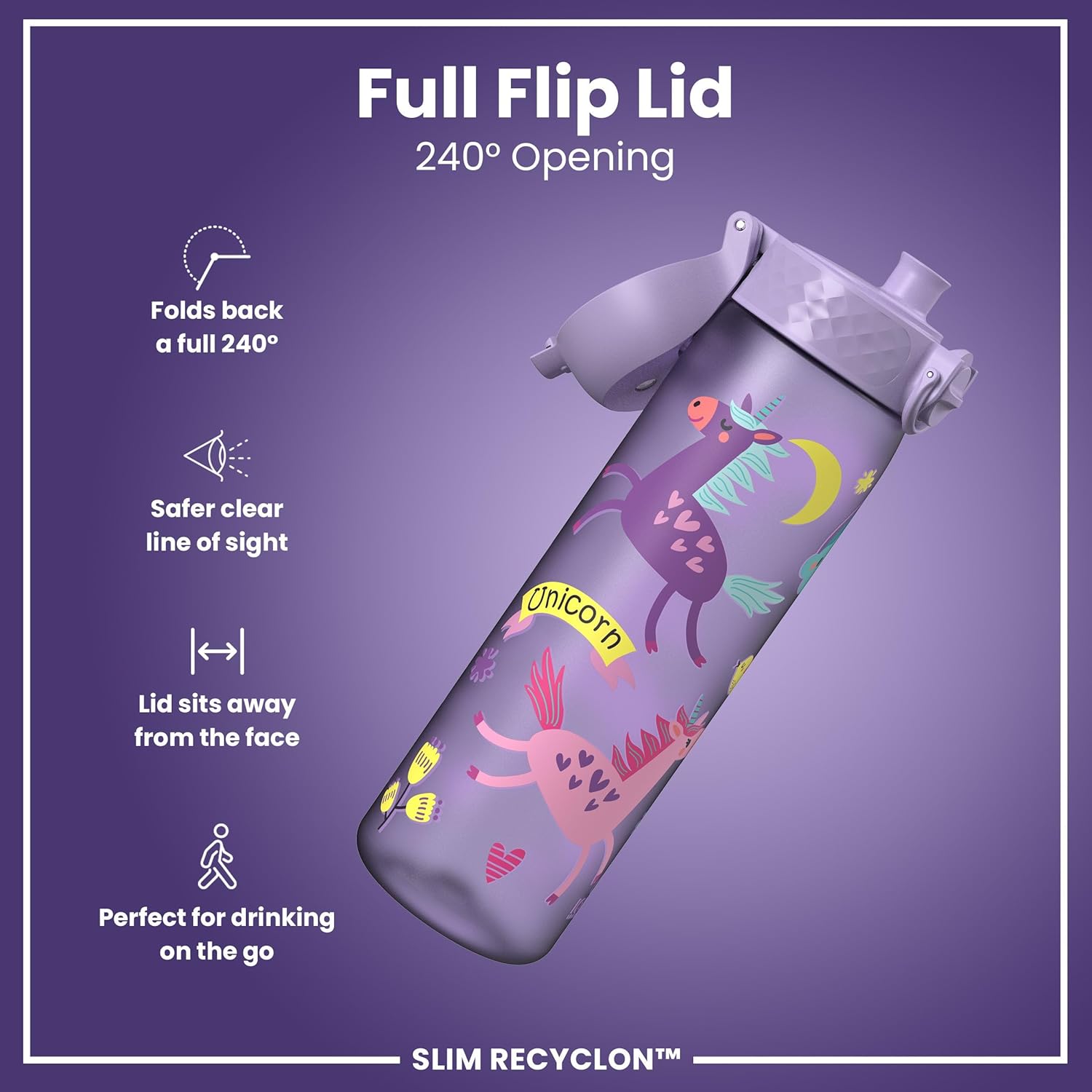 Thumbnail 3 de Ion8 Water Bottle 500ml/18oz Unicorn Edition: Slim, Leak-Proof, BPA-Free