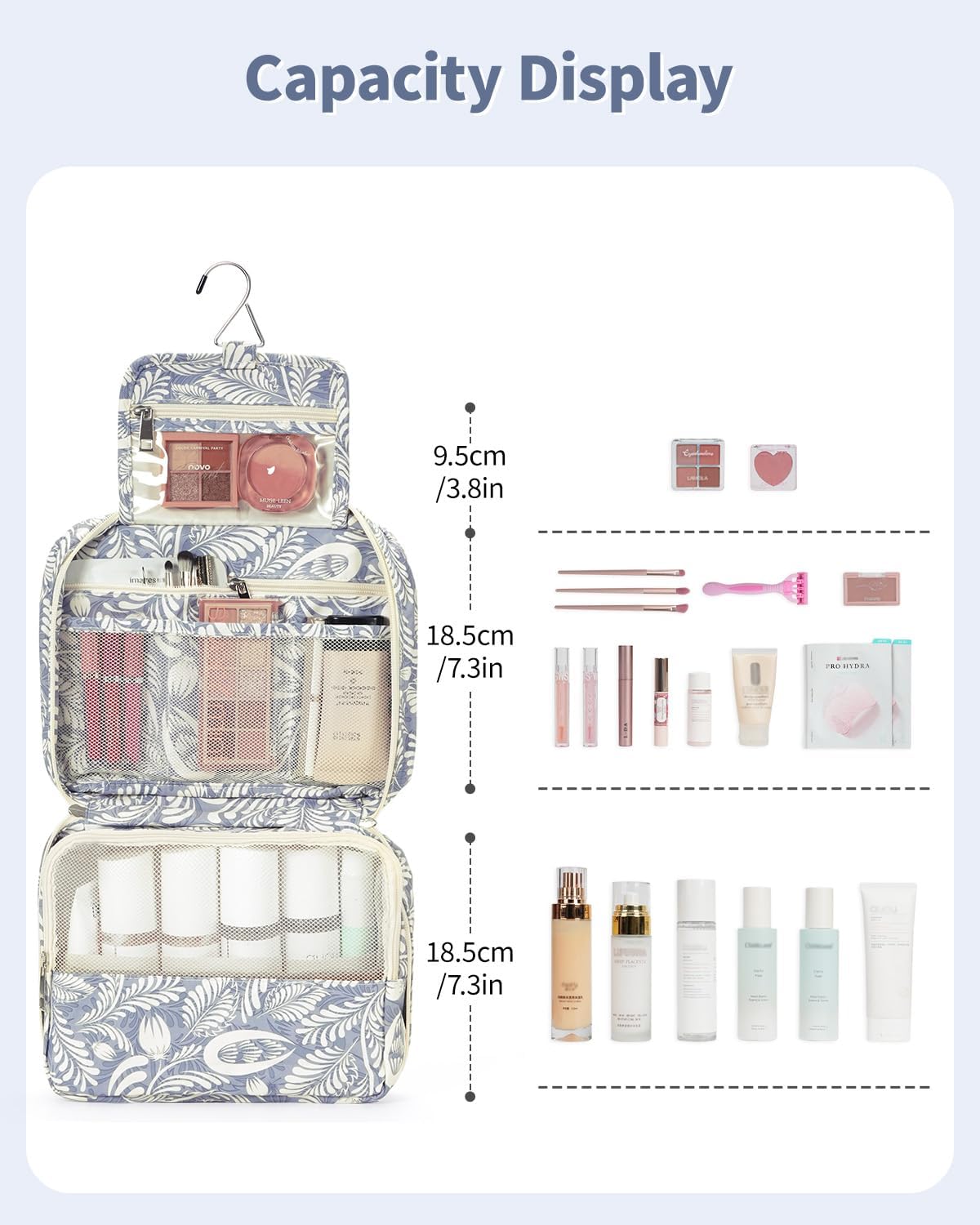 Detalle de Narwey Travel Hanging Toiletry Wash Bag: Practical, Waterproof Organiser for Travel