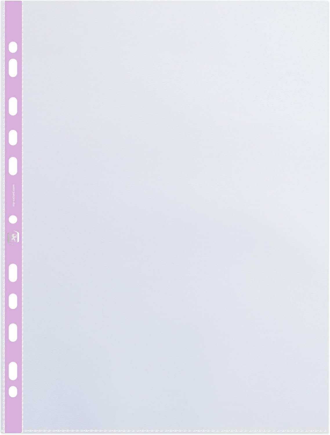 Detalle 2 de Oxford 60 Pochettes Plastiques A4 Perforées Lisses – 5/100e, pastel assortis, perforations 11 trous, fabriqué en France
