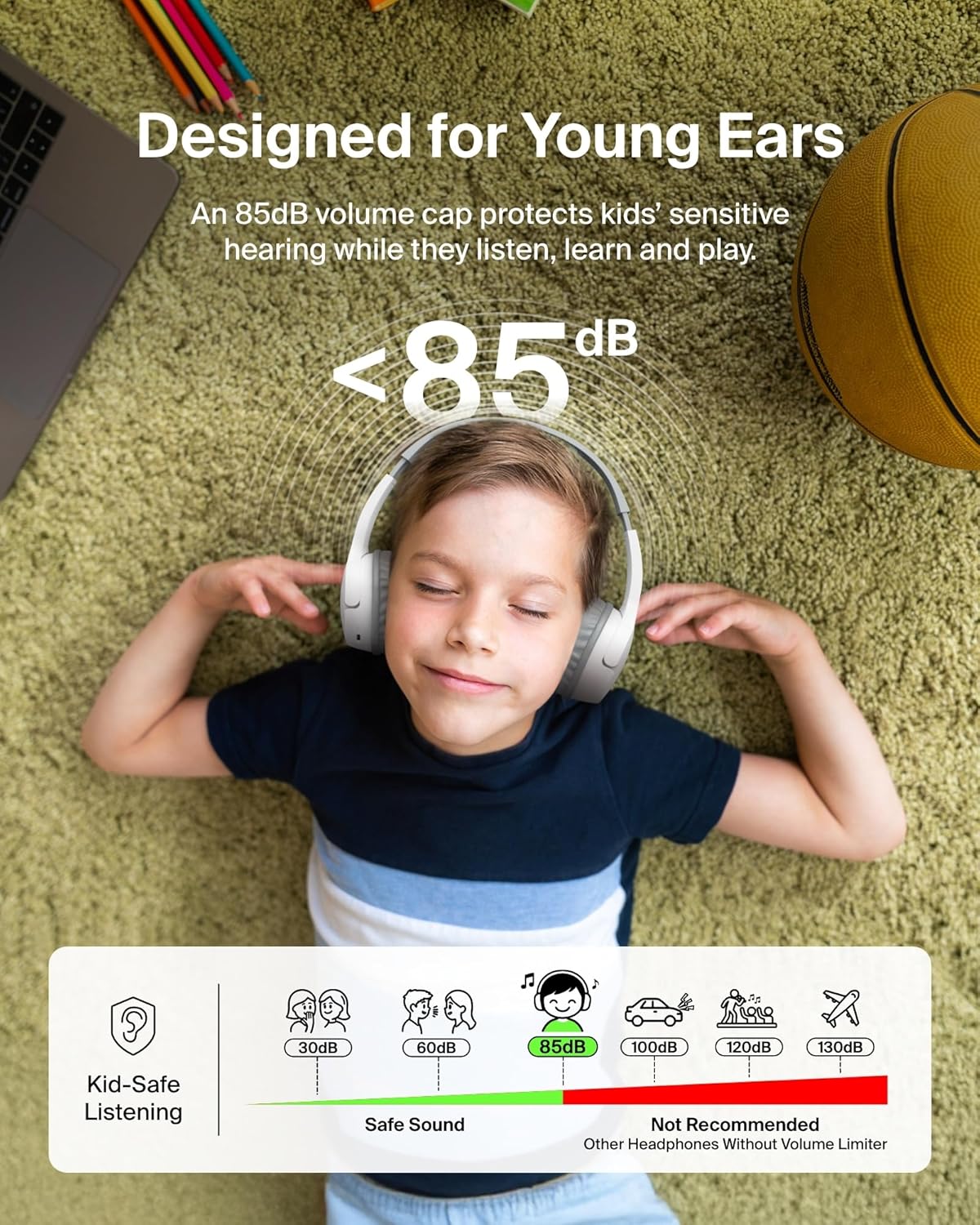 Detalle 2 de Belkin SoundForm Mini Kids Wireless Headphones 30H