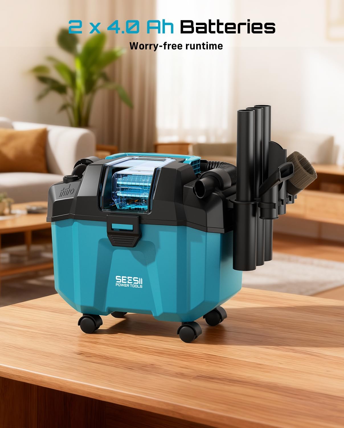 Thumbnail 2 de Seesii K-903 21V Cordless Wet/Dry Shop Vacuum, 2.6-Gallon, HEPA Filter