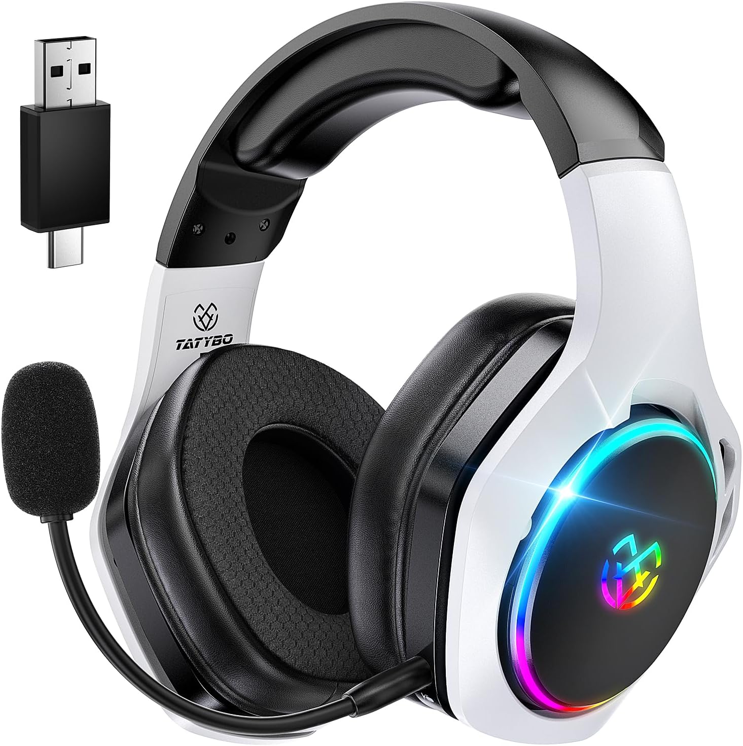 Detalle de Tatybo 2.4Hz Wireless Gaming Headsets with 7.1 Surround Sound and Noise-Cancelling Mic