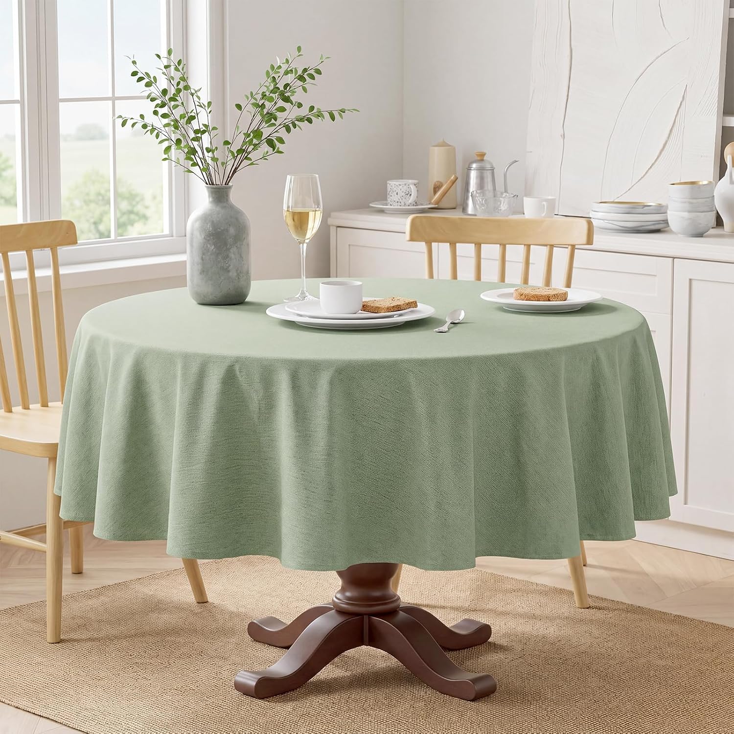 Detalle 2 de Veblandy Round Tablecloth, 60-Inch