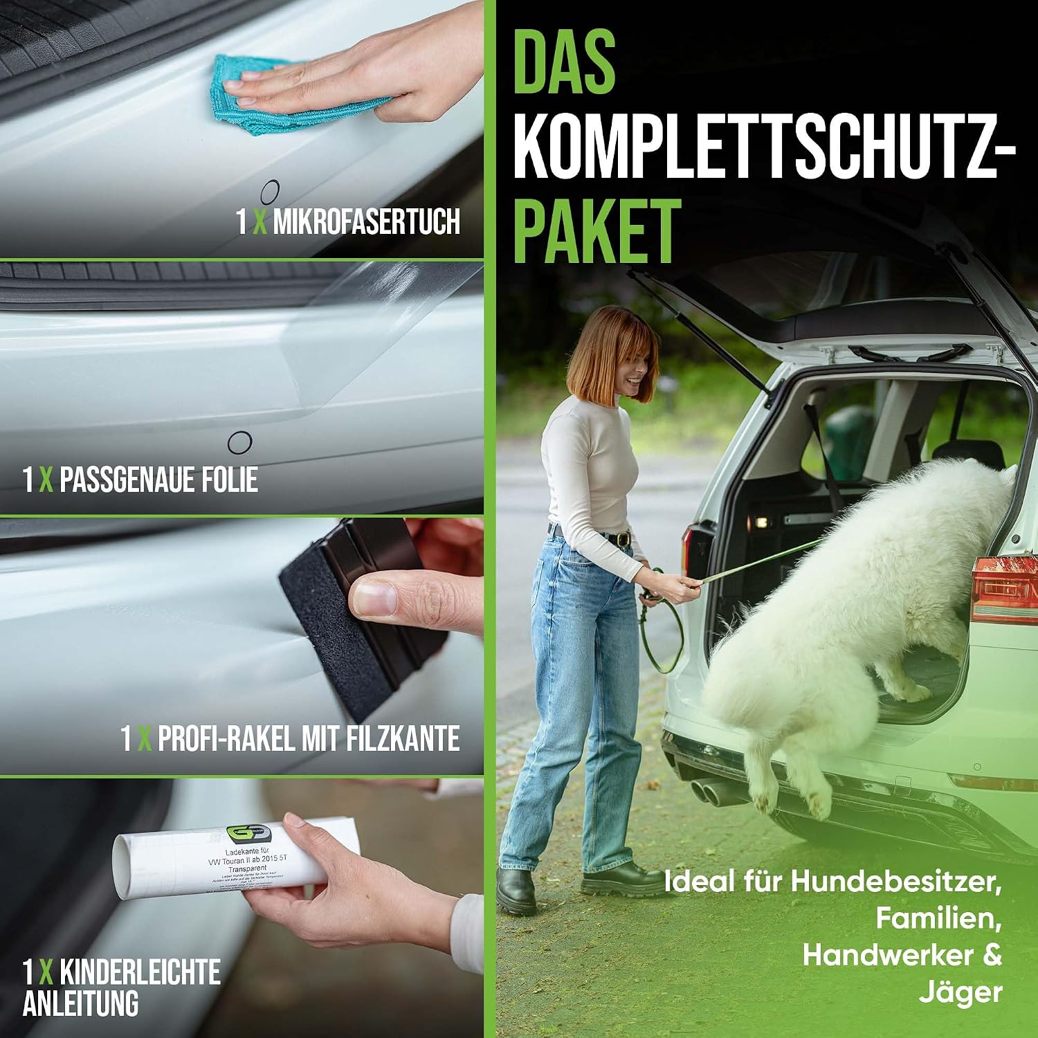 Detalle de GD-Shield Auto-Ladekantenschutz für VW T6 Multivan (2015–2019) – Lackschutzfolie-Set inkl. Rakel & Mikrofasertuch