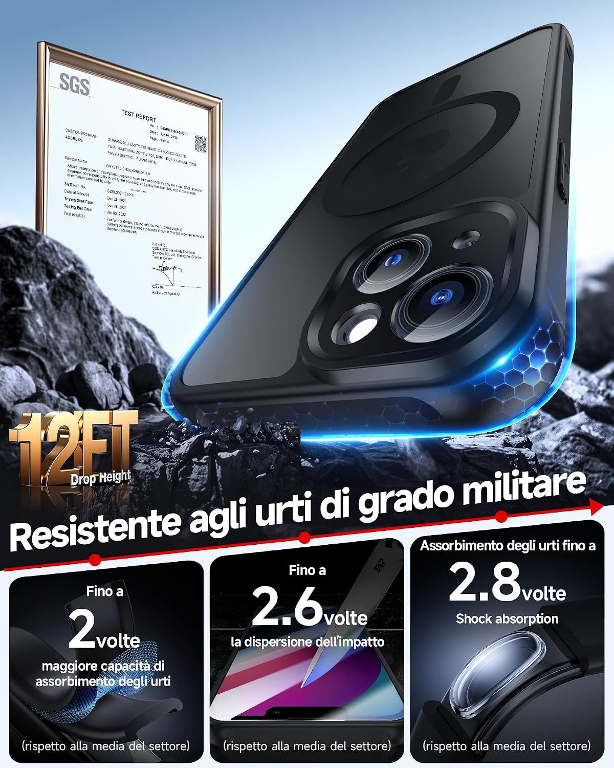 Thumbnail 4 de LeYi Cover magnetica per iPhone 13 con 2 pezzi di vetro temperato, posteriore opaco anti-impronte nero