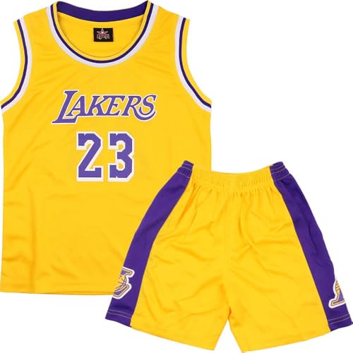 Detalle de FUTERLY Maillot Basket Enfant 2 Pièces Garçon/Fille — Short Jaune (10–12 Ans)