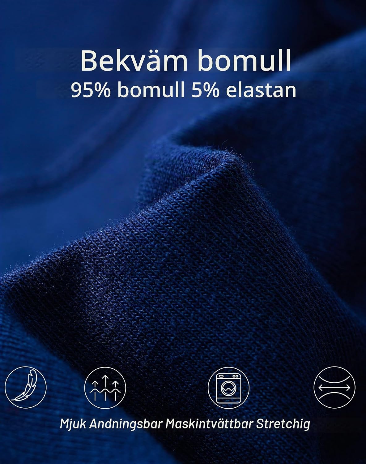 Detalle 2 de INNERSY långa boxershorts för män i bomull, anti-skav, 3-pack