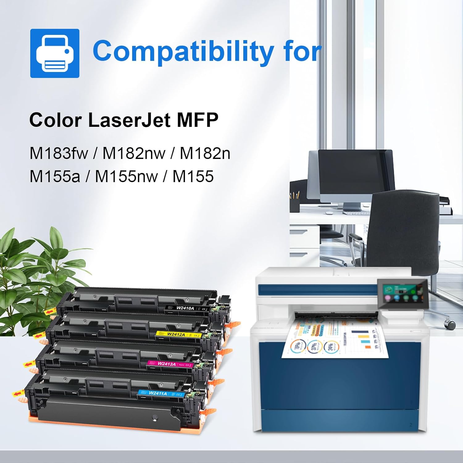 Thumbnail 1 de myCartridge 216A Toner compatible avec puce pour imprimantes HP Color LaserJet Pro (MFP M183fw, M182n, M155a…)