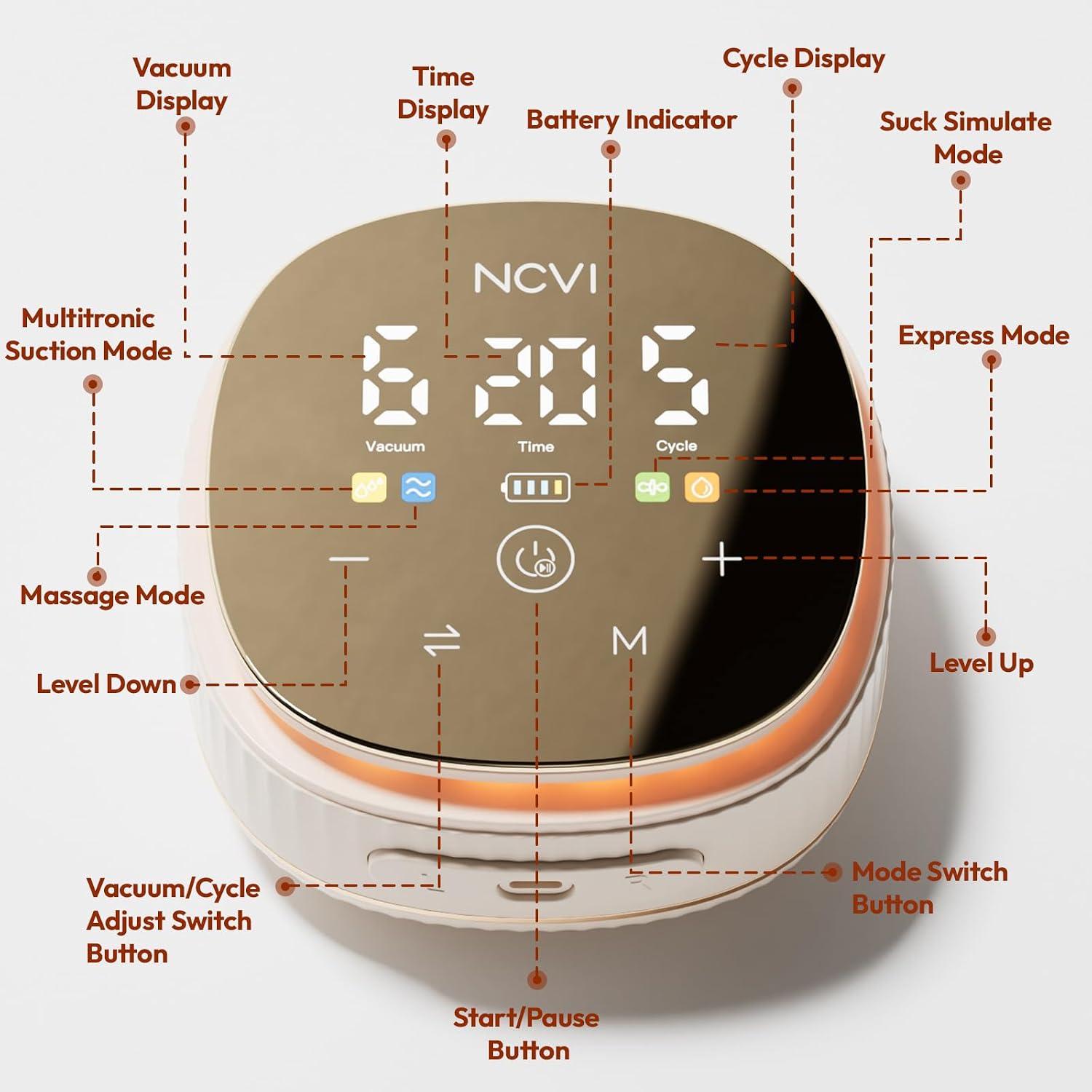 Thumbnail 4 de NCVI Double Electric Breast Pump 8116: Portable, Adjustable Modes and Flanges for Comfort