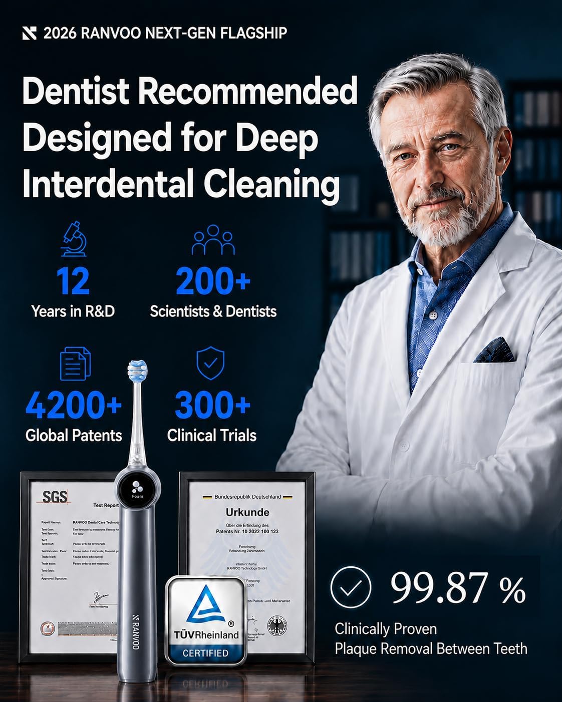 Detalle de RANVOO AirJet X5 sonic toothbrush 2.6 m/s