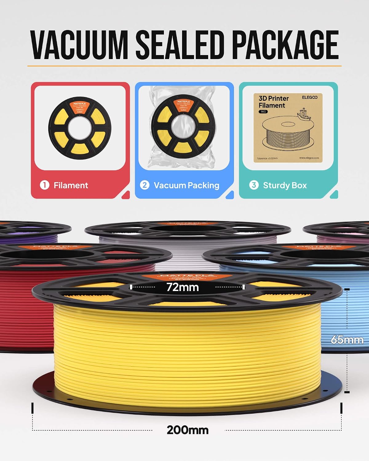 Thumbnail 5 de ELEGOO Matte PLA Filament 1.75mm Black 4kg