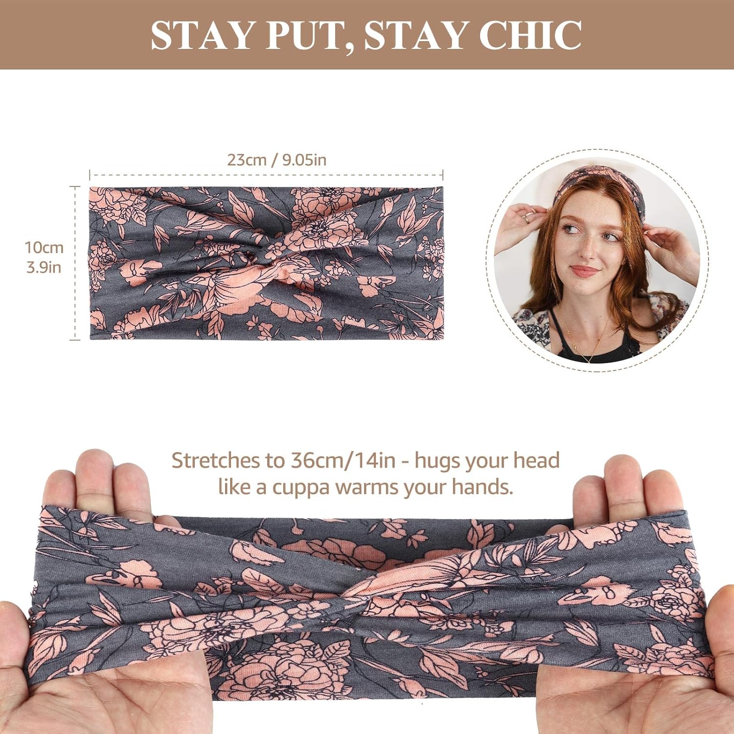 Thumbnail 2 de BELEVO 6 x Bandeau Cheveux Femme Antidérapant – Lot de 6, Rose, Elastique & Confort