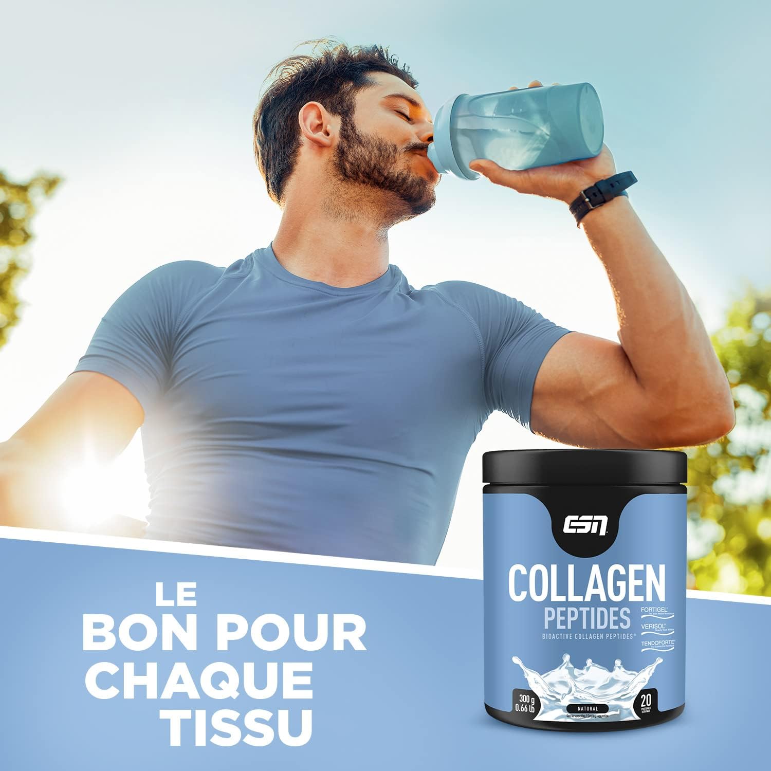 Thumbnail 5 de ESN Collagen Peptides Neutre 300 g (hydrolysat de collagène) avec vitamine C, zinc et cuivre