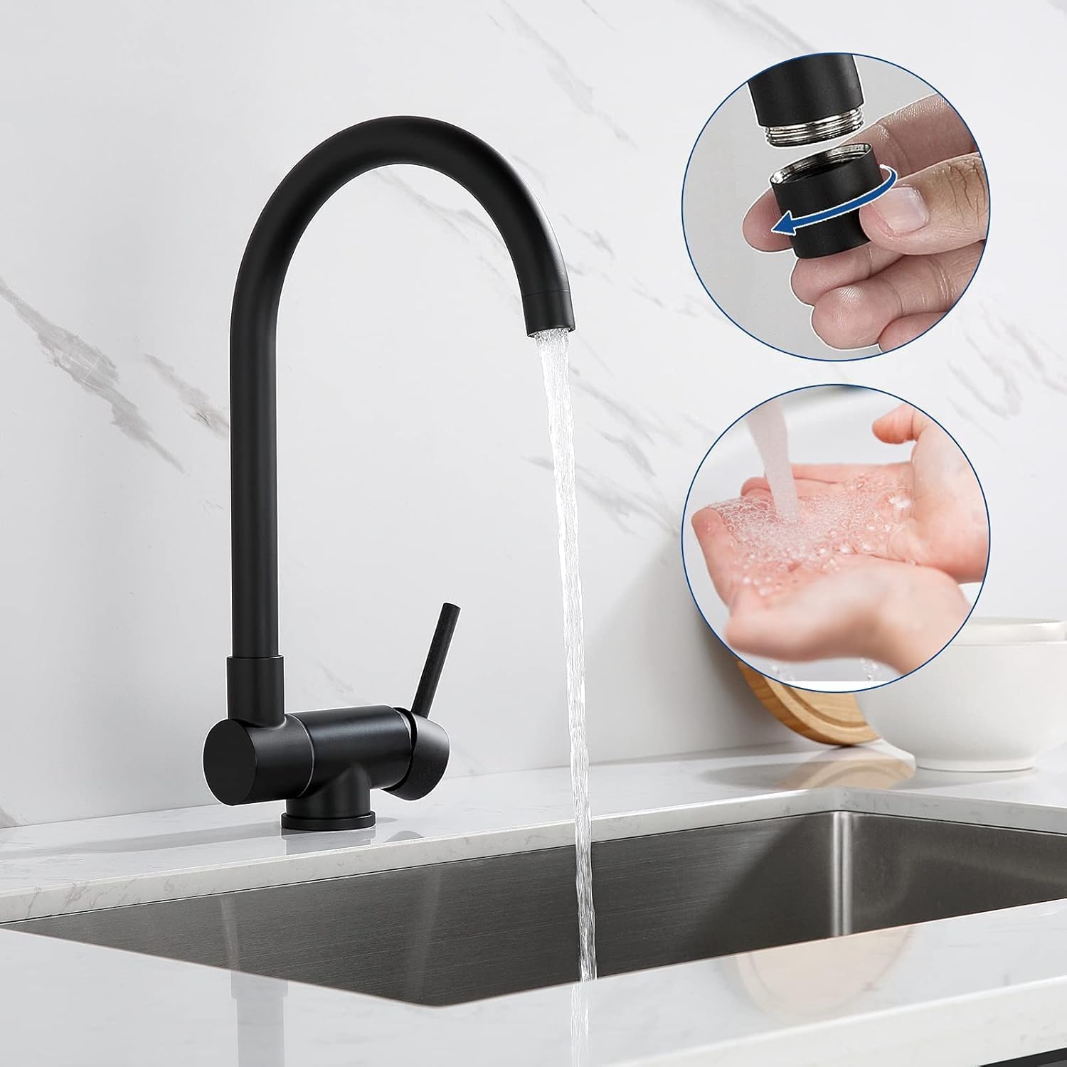 Thumbnail 1 de Lonheo Miscelatore cucina pieghevole 360° Nero 🚰