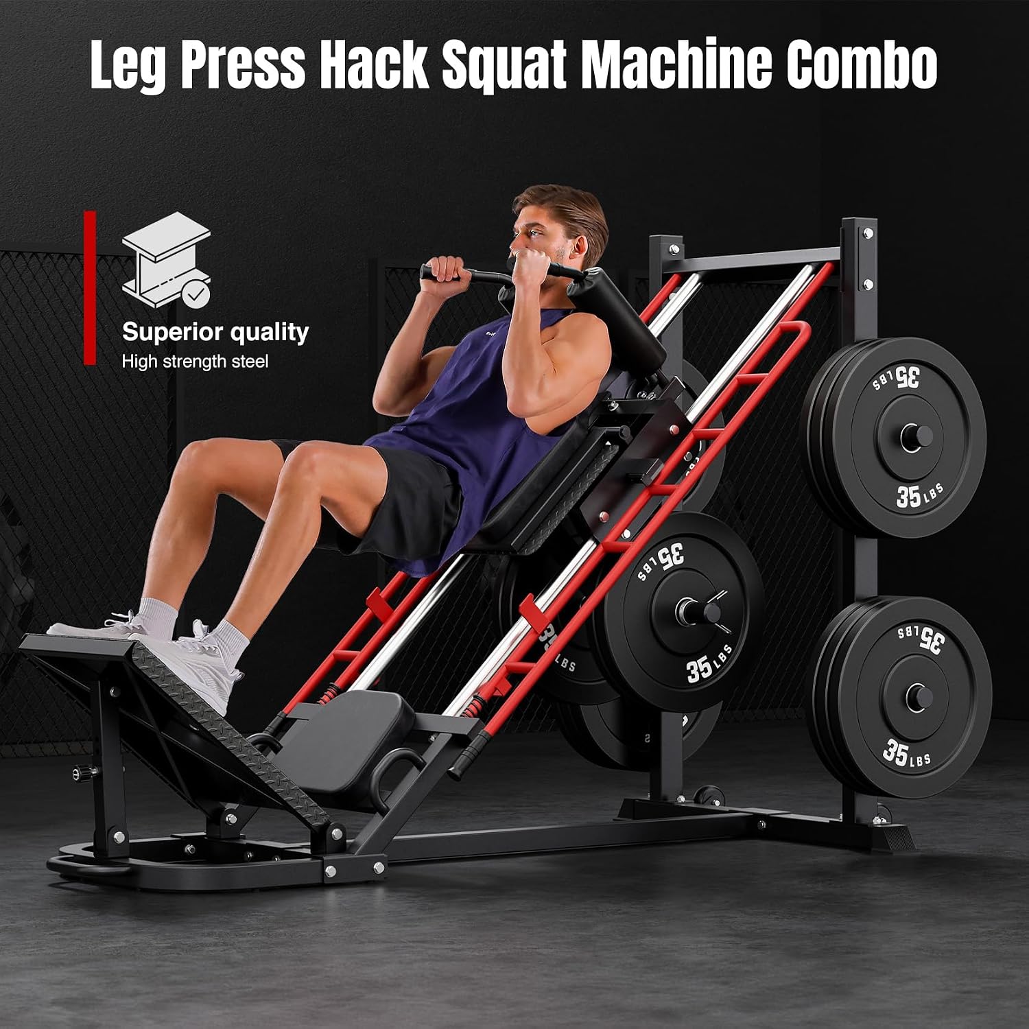 Detalle de Dripex RDDDJ3P 2-in-1 Leg Press Hack Squat Machine, Adjustable Footplate