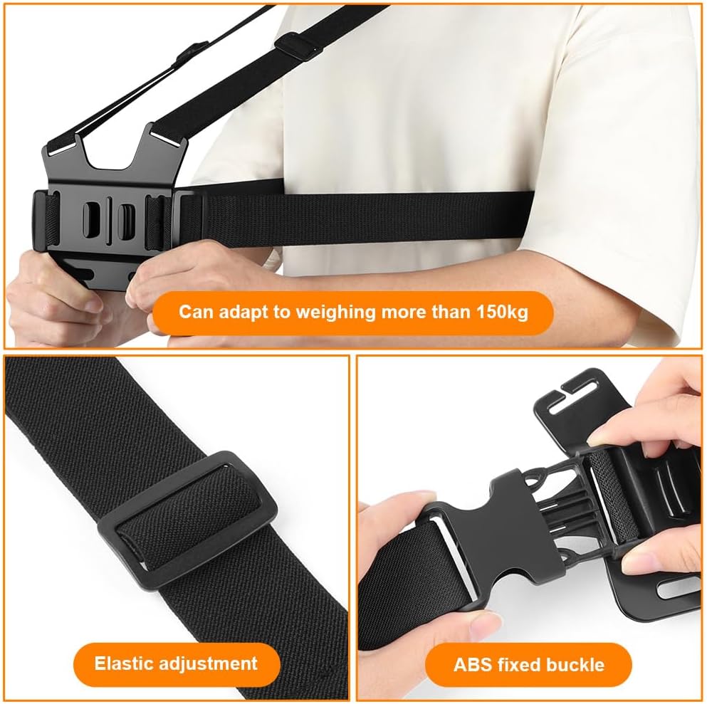 Detalle 2 de Adiwo 2 in 1 Imbracatura Pettorale e Fascia per Testa per Action Cam — compatibile con GoPro Hero 13-4 e DJI Action Pro