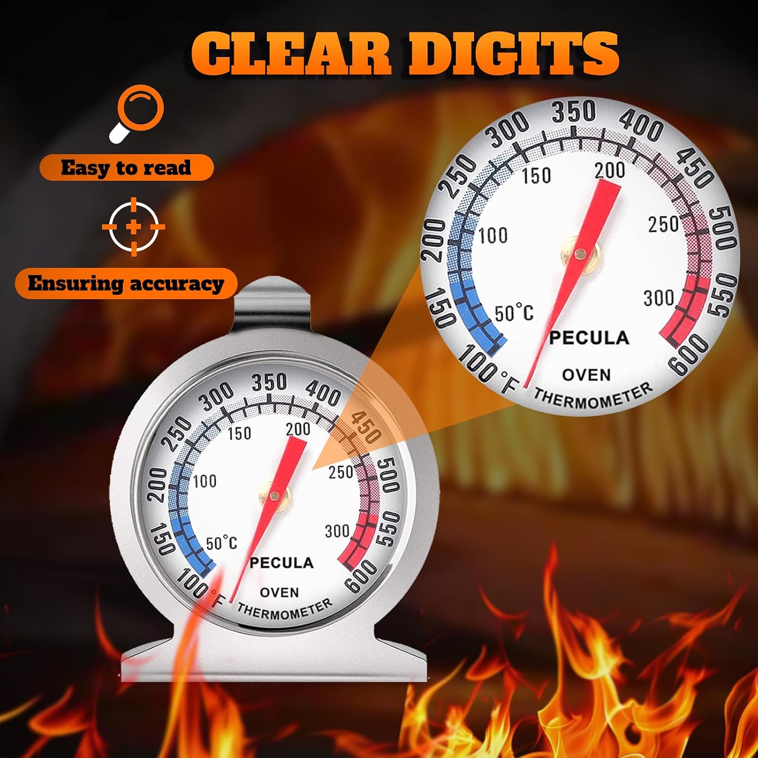 Detalle 2 de Oven Thermometer 50–300°C Instant Read Stainless Steel