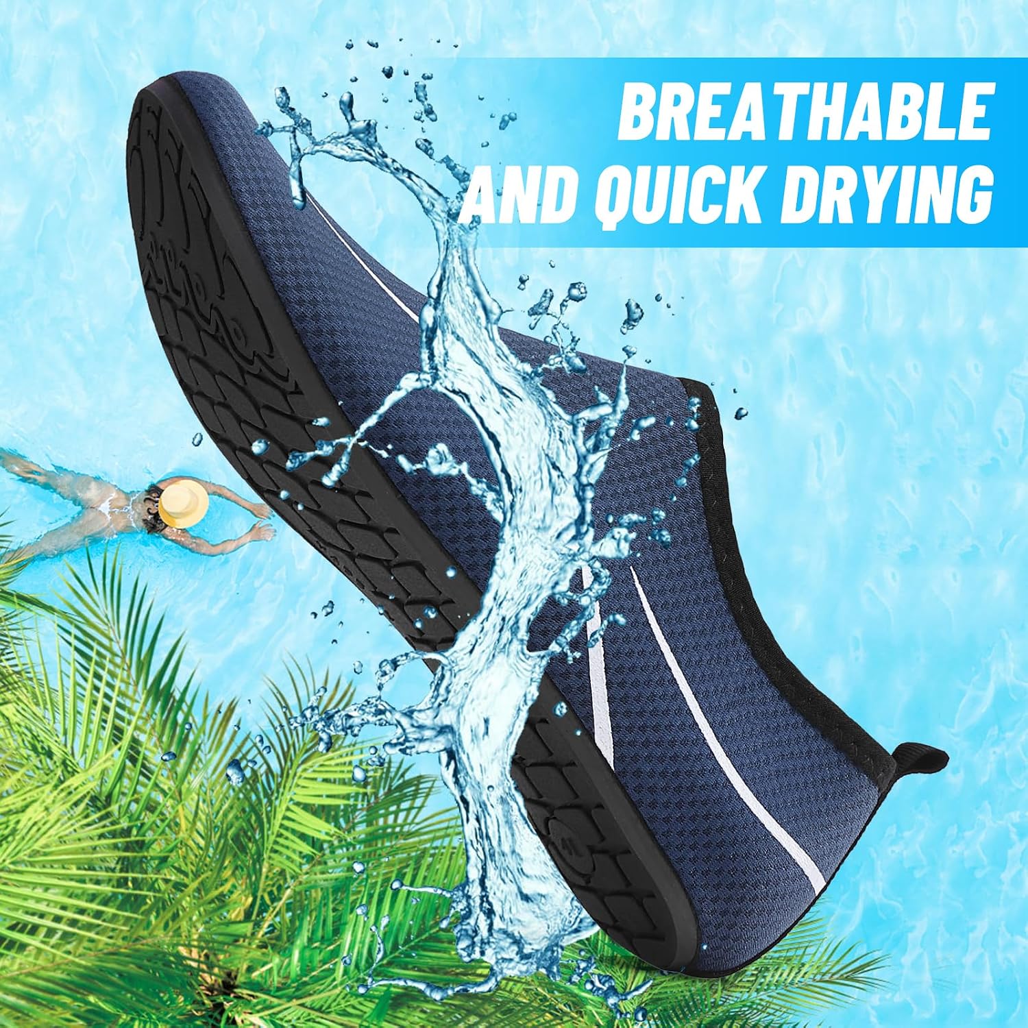 Detalle de sportvibe Beach Water Shoes for Men & Women – breathable quick-dry aqua footwear for pool, surf and yoga