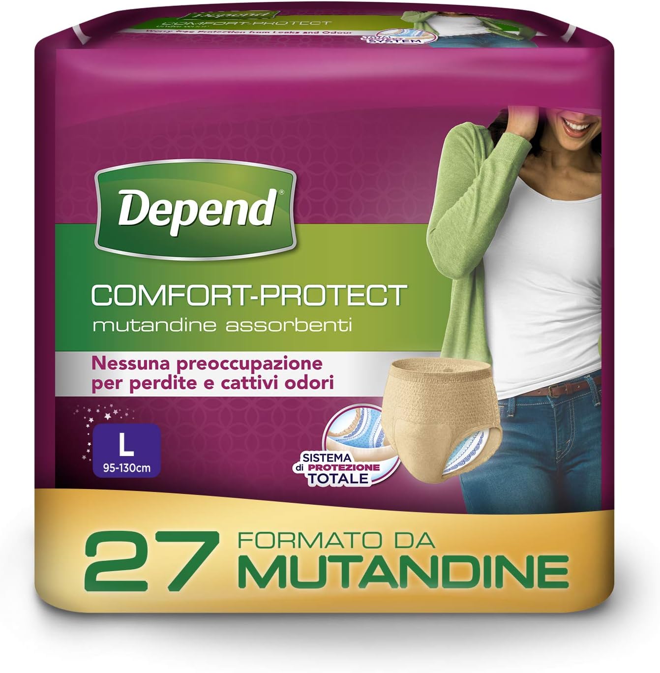 Detalle de Depend Comfort-Protect Mutande Assorbenti Donna L 27 pezzi