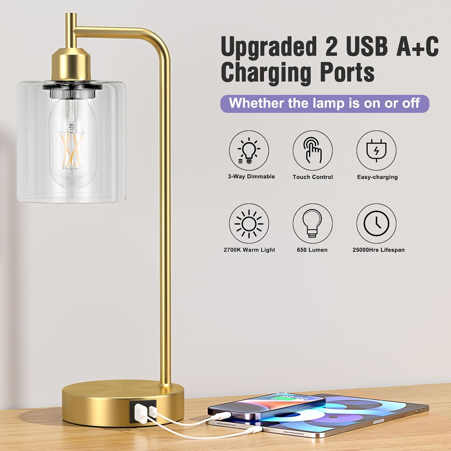 Thumbnail 5 de Aooshine Industrial Touch Lamps 2-Pack