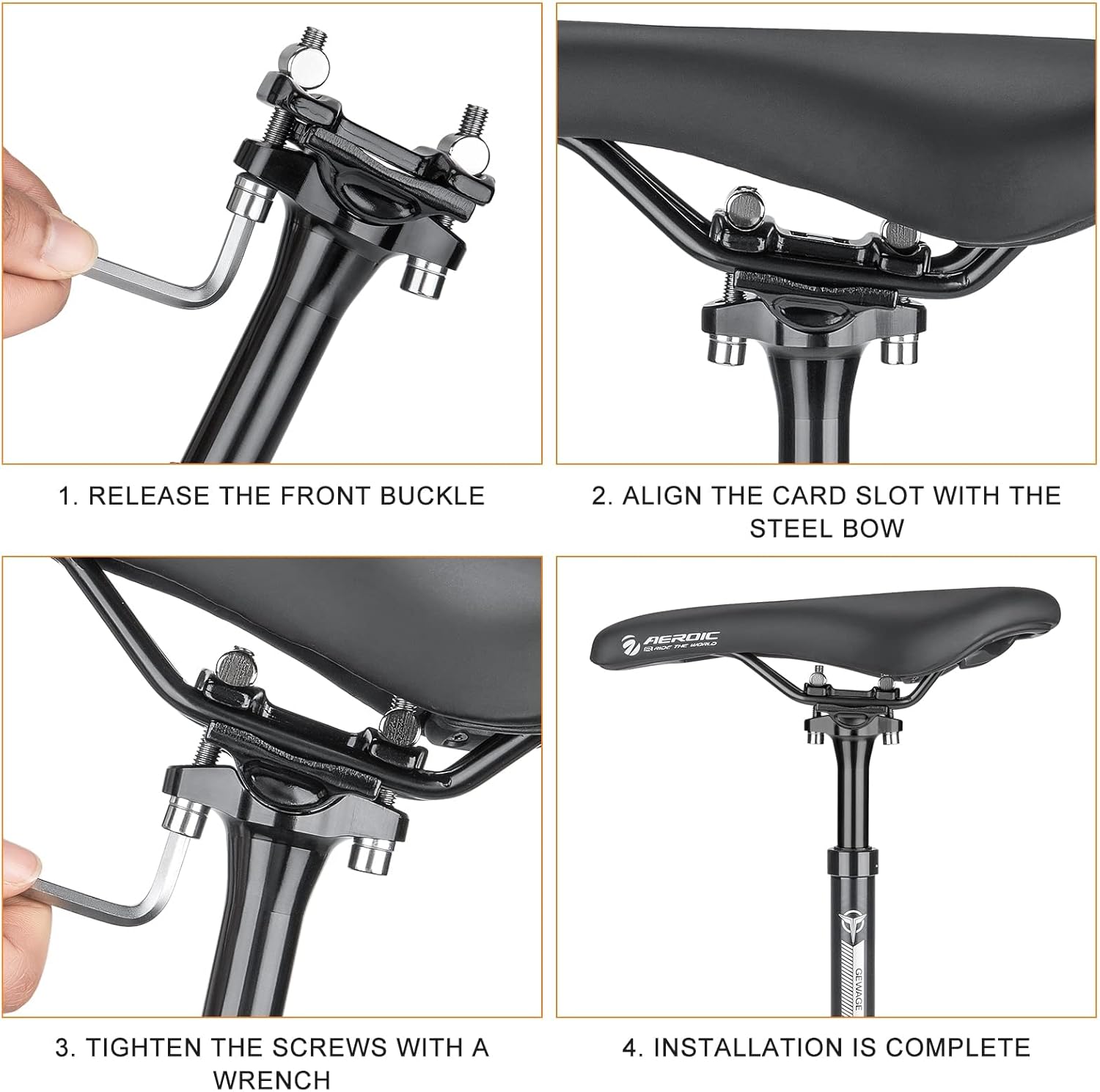 Thumbnail 6 de GEWAGE Tige de selle à ressort en aluminium 6061-T6 avec diamètre 31,6 mm (400 mm) pour MTB, course, BMX et eBike