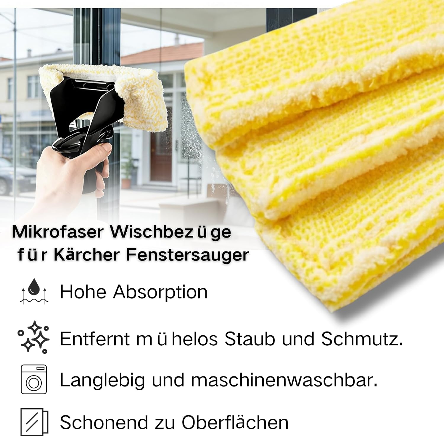 Detalle 2 de OstayOne Replacement Parts for Kärcher Window Vacuums, Microfibre Pads and Rubber Blades