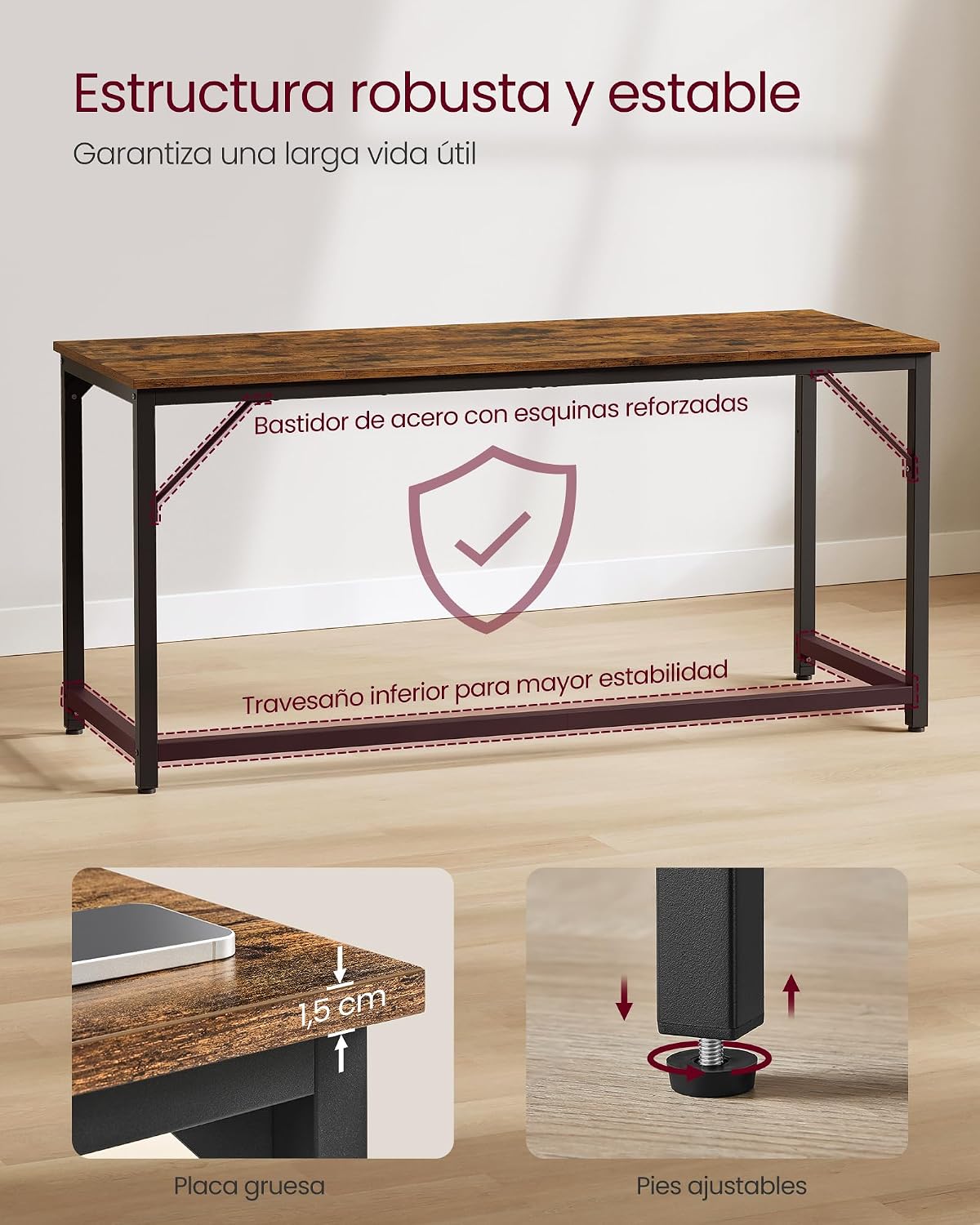 Detalle 2 de VASAGLE LWD121K01 Escritorio 160x60 cm