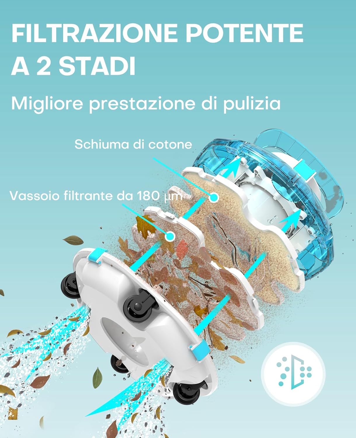 Detalle de WINNY POOL CLEANER Winny 200 Robot Piscina: libero dai cavi, autonomia fino a 75 min