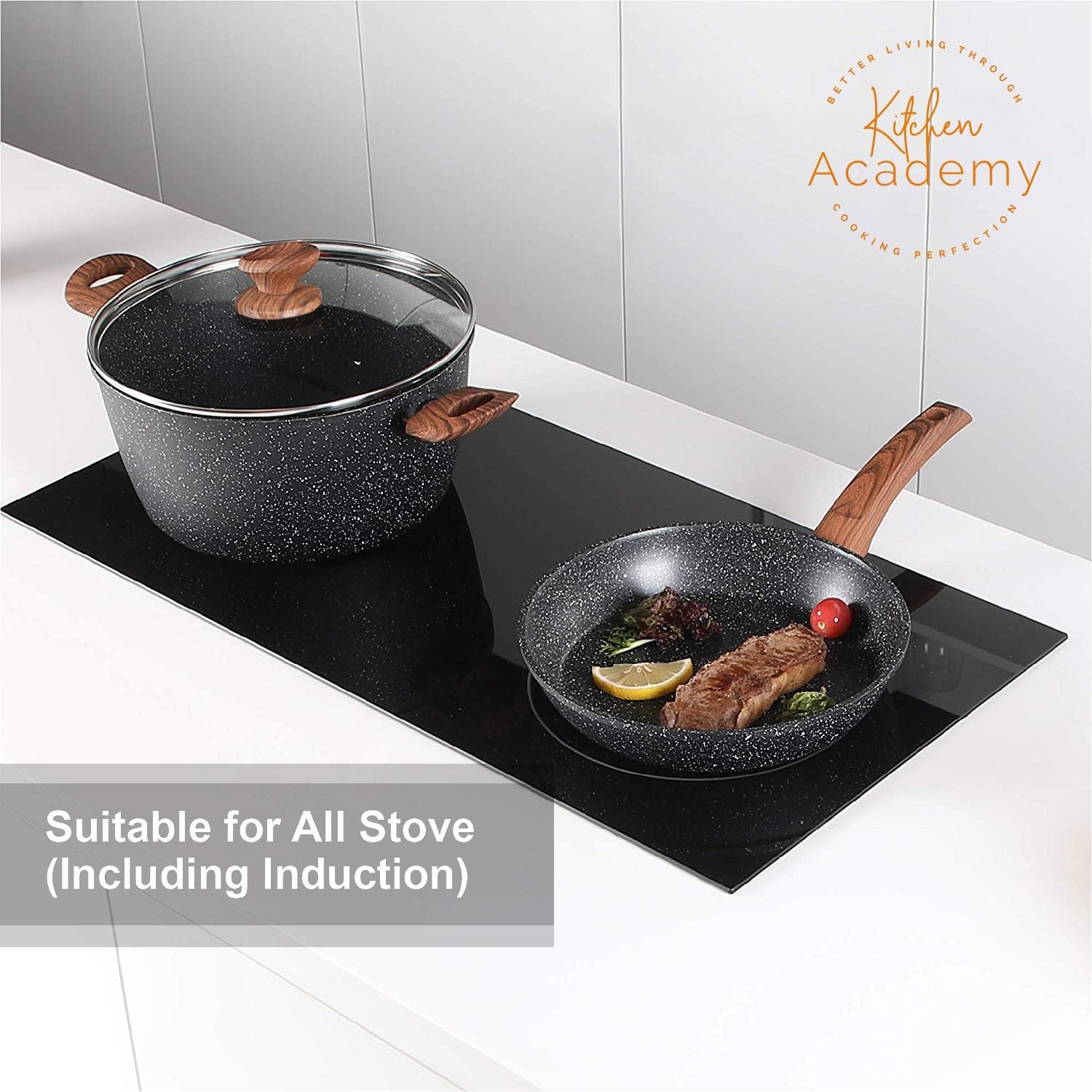 Thumbnail 2 de Kitchen Academy 12-Piece Granite Nonstick Cookware Set