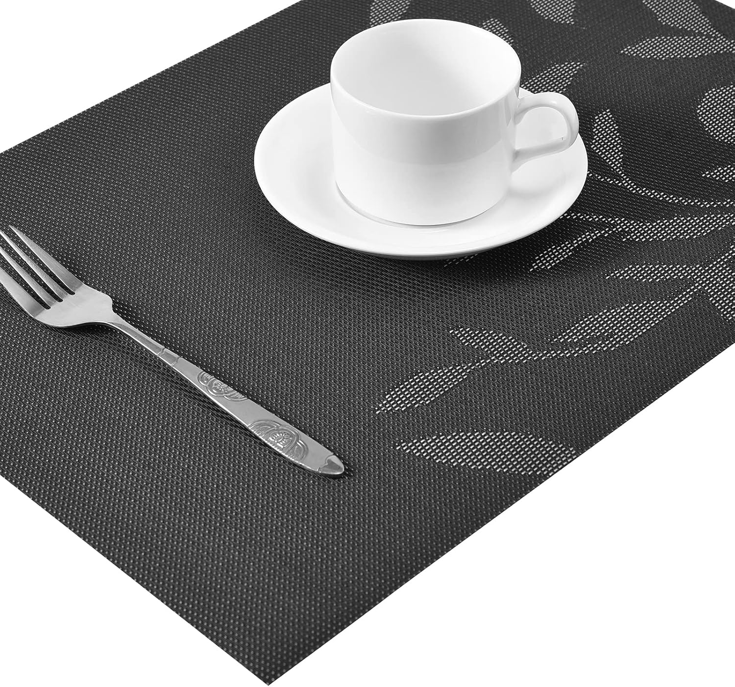 Thumbnail 1 de Miorkly Placemats and Coasters Sets of 6 Weaving Black Leaf