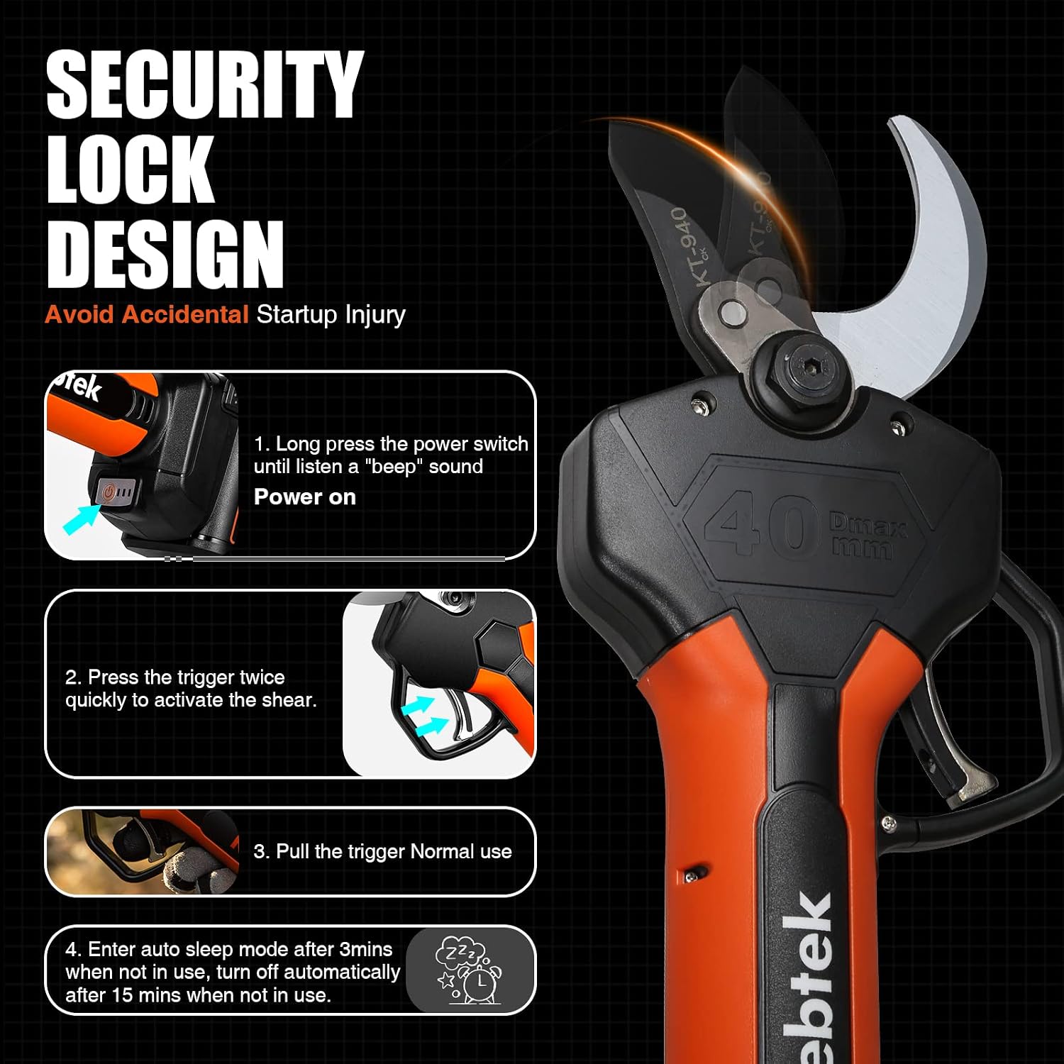 Detalle de Kebtek KT940 Cordless Pruner 40mm
