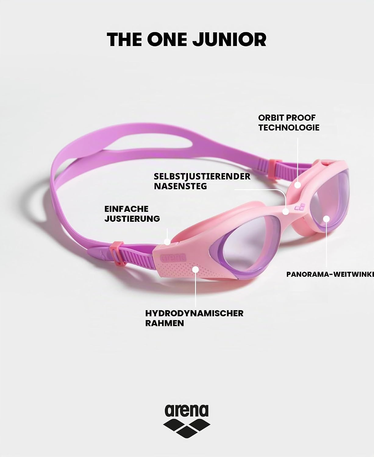 Detalle de ARENA The One Junior Kinderschwimmbrille – robuste Passform für junge Schwimmer (6–12 Jahre)