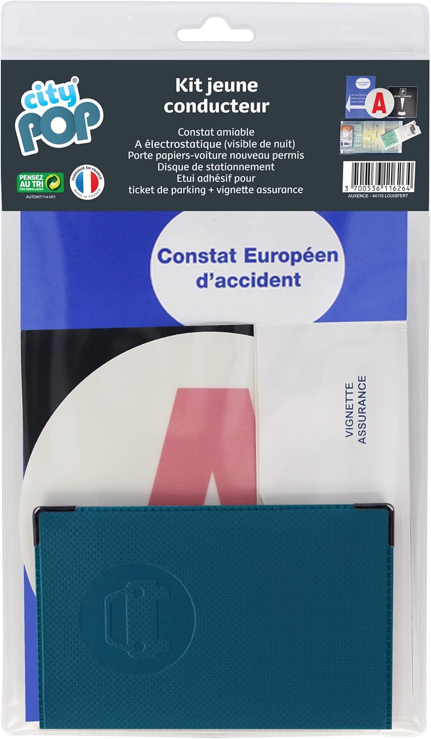 Thumbnail 2 de Color Pop Kit Jeune conducteur (porte-papiers voiture + A + constat + porte-vignette assurance/parking) – Fabrication française