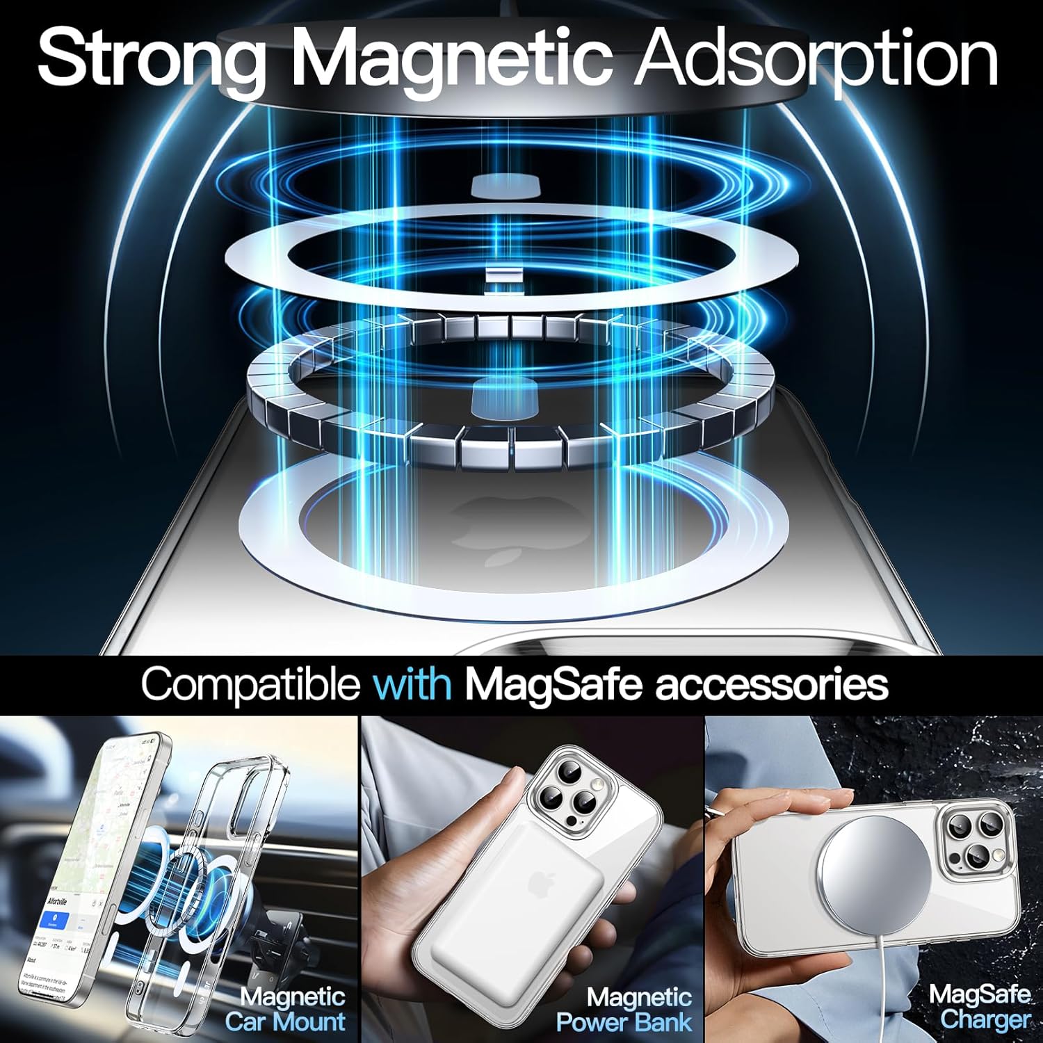 Thumbnail 3 de JETech Cover Magnetica per iPhone 16 Pro Max 6,9": trasparente, antiurto e compatibile MagSafe