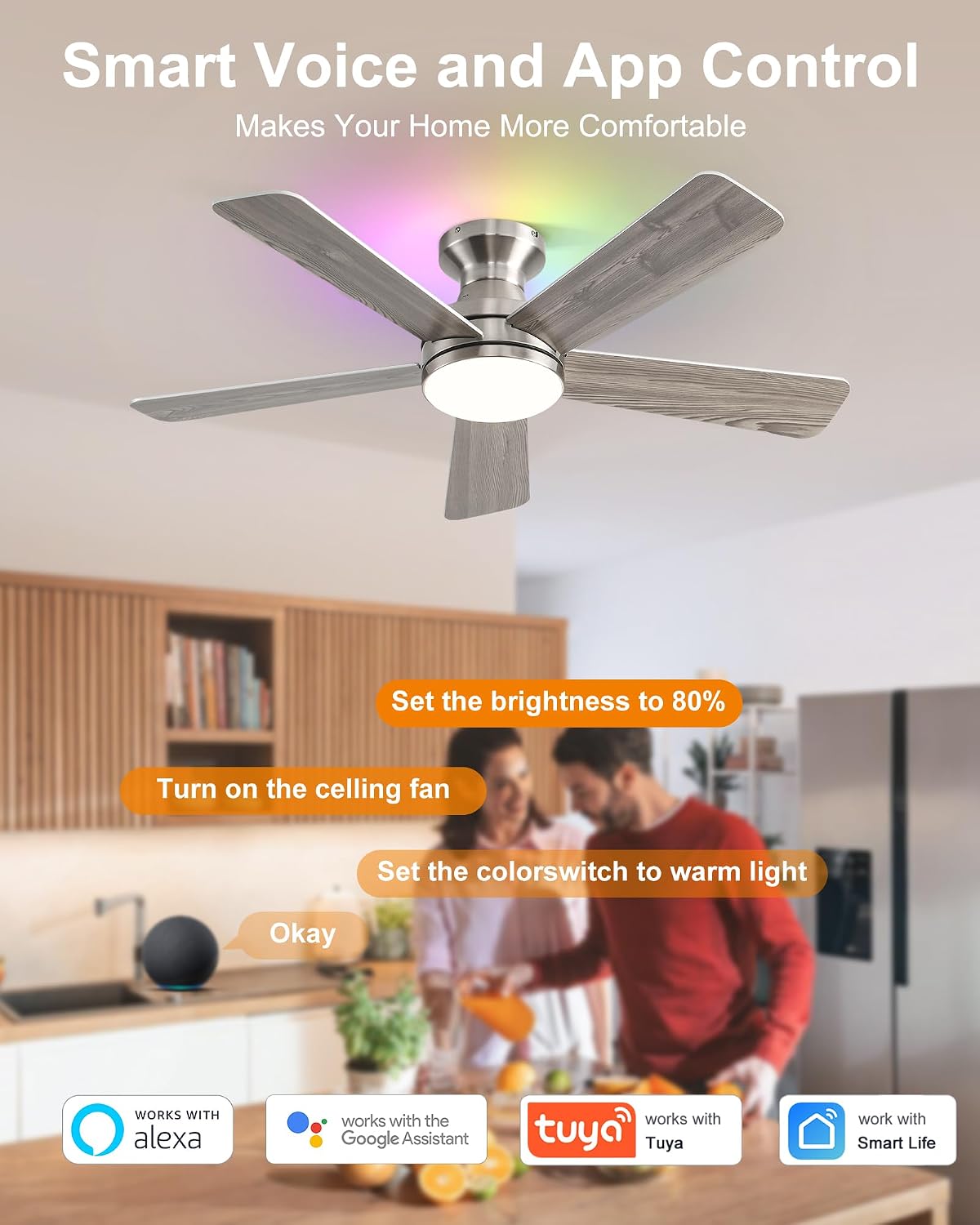 Detalle 2 de Ombrin Ceiling Fan with Light, 42-inch