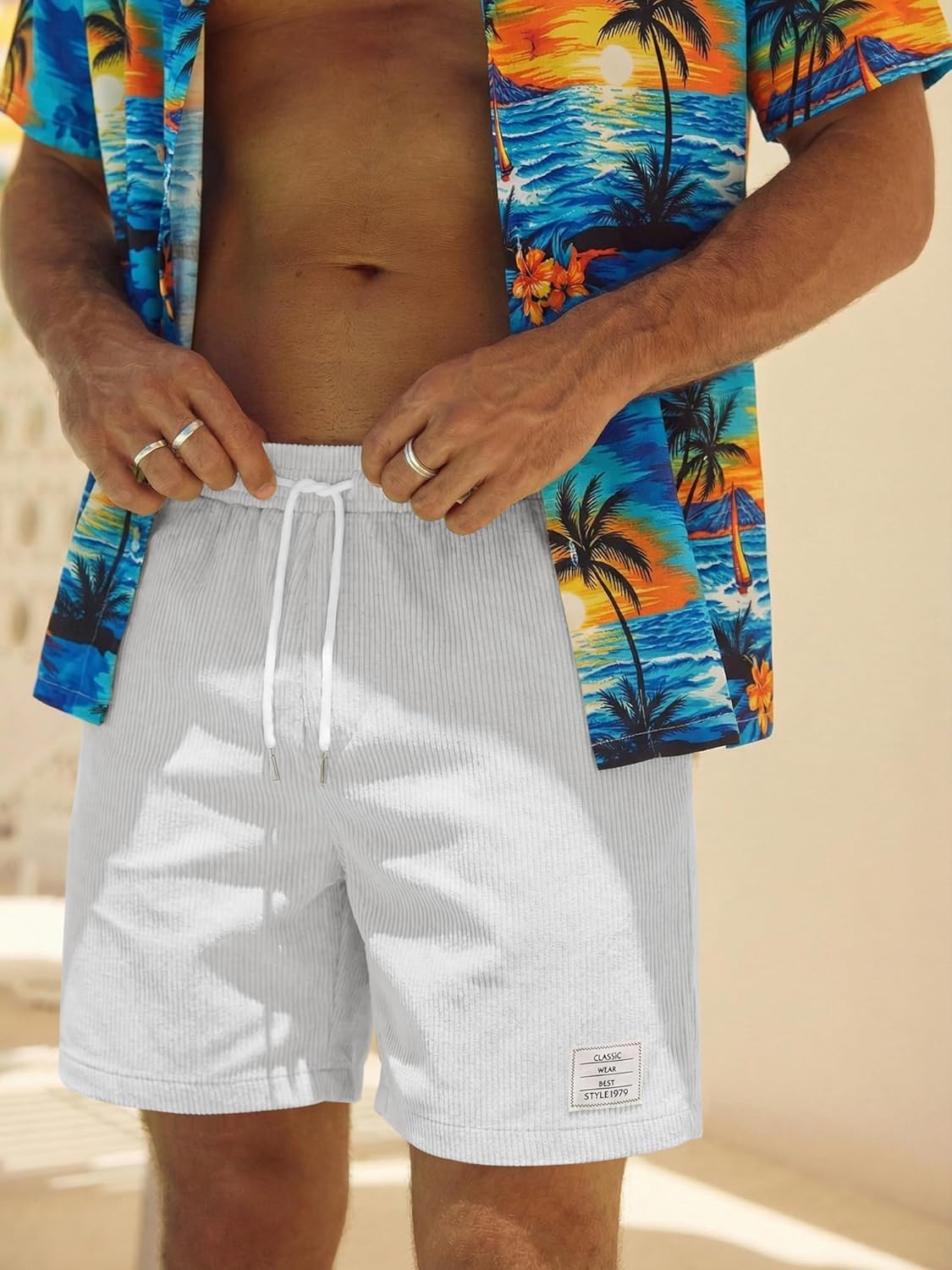 Thumbnail 5 de JMIERR Corduroy Shorts Herren – Sommer Freizeit, elastischer Bund, 100% Polyester