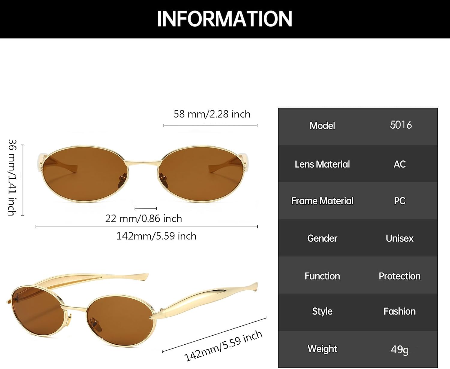 Detalle de YAMEIZE Ovale Metall Sonnenbrille – UV400 Schutz, klassischer Stil